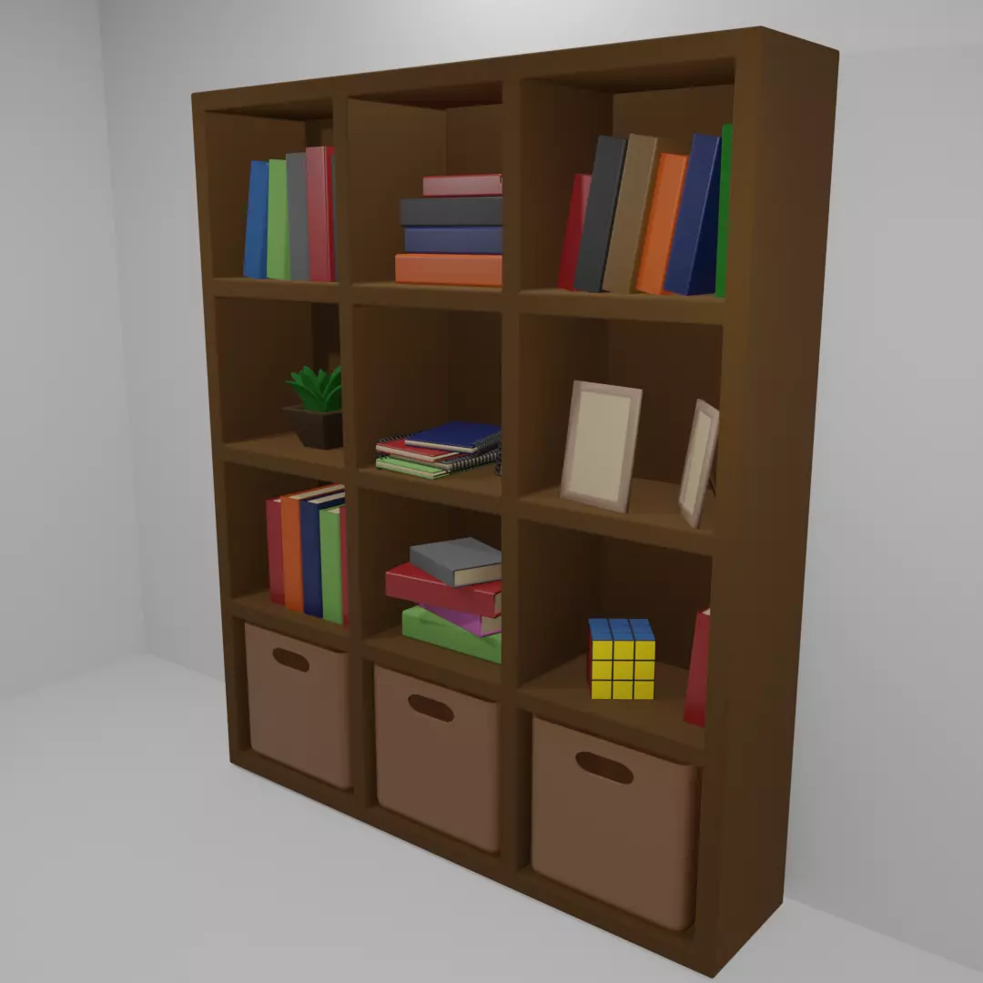 Simple Bookshelf 3D model_0