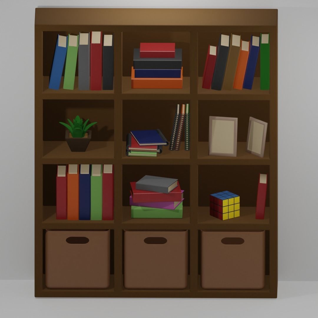 Simple Bookshelf 3D model_1