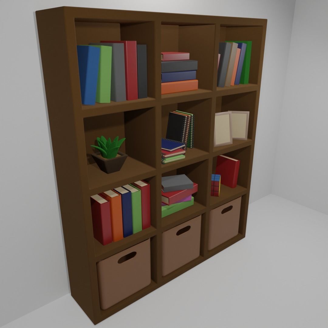 Simple Bookshelf 3D model_2