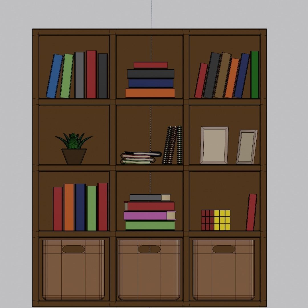 Simple Bookshelf 3D model_3