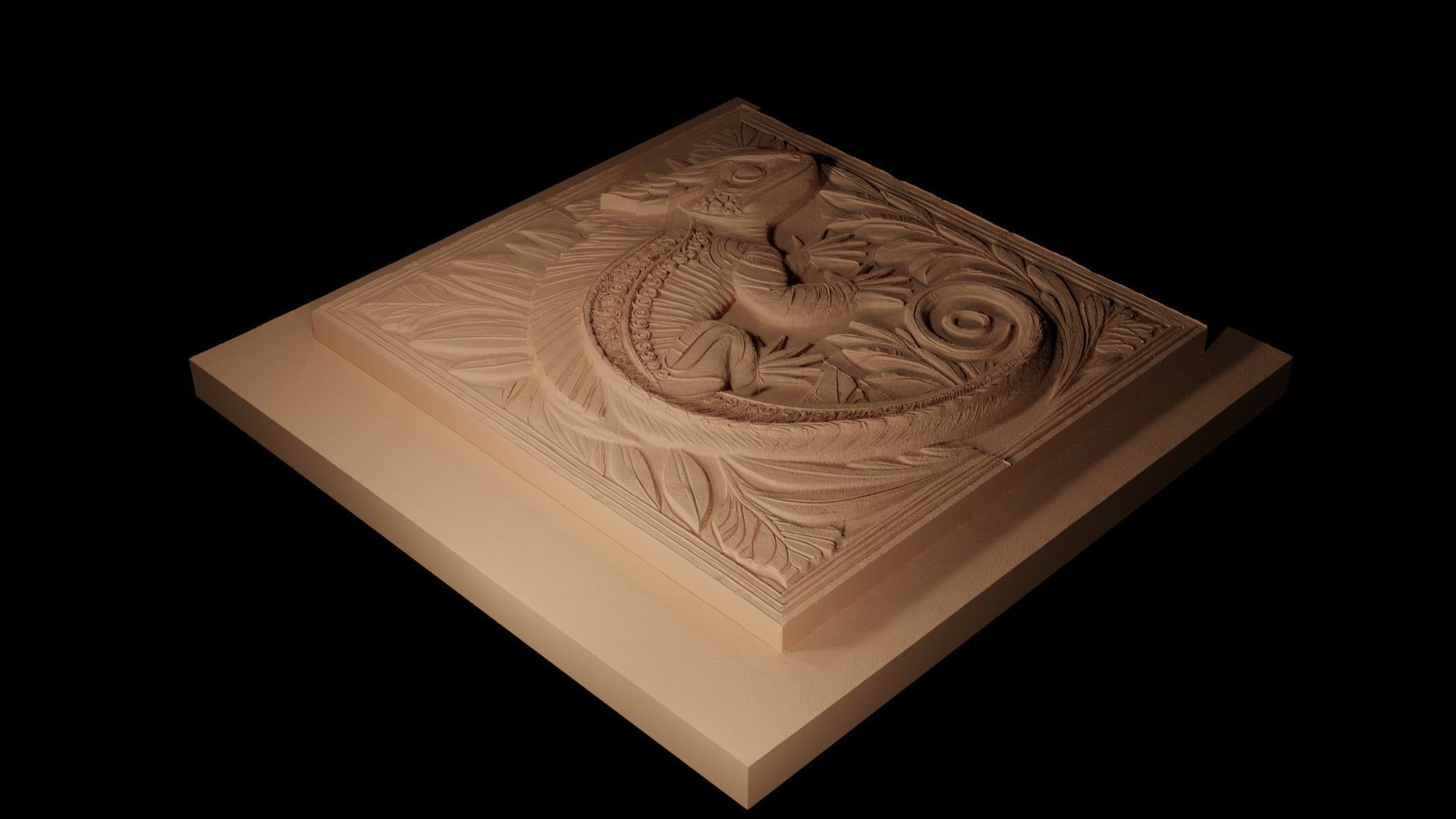 Salamander CNC 3d Print High Relief Sand Casting 3D print model_2