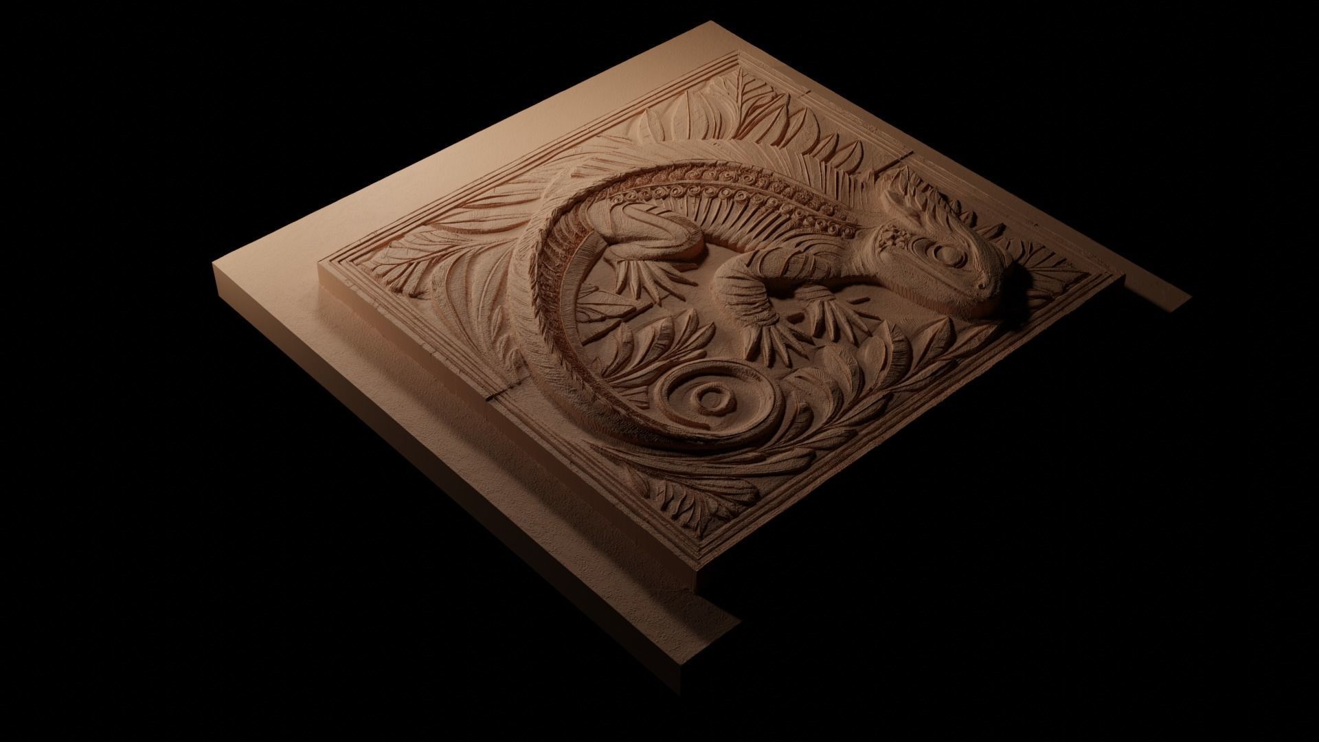 Salamander CNC 3d Print High Relief Sand Casting 3D print model_1