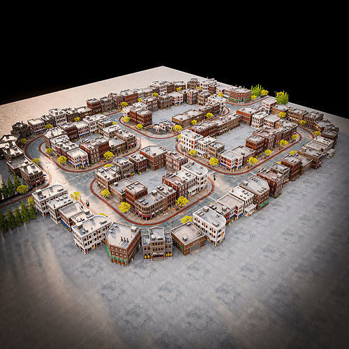 URBAN CITY SCENE WITH ALL THE ASSETS Low-poly 3D model 2
