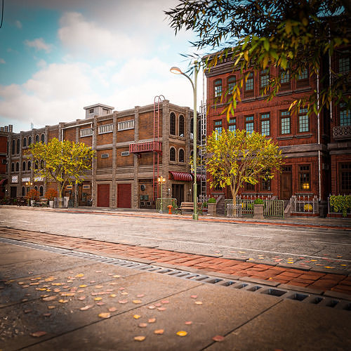 URBAN CITY SCENE WITH ALL THE ASSETS Low-poly 3D model 4