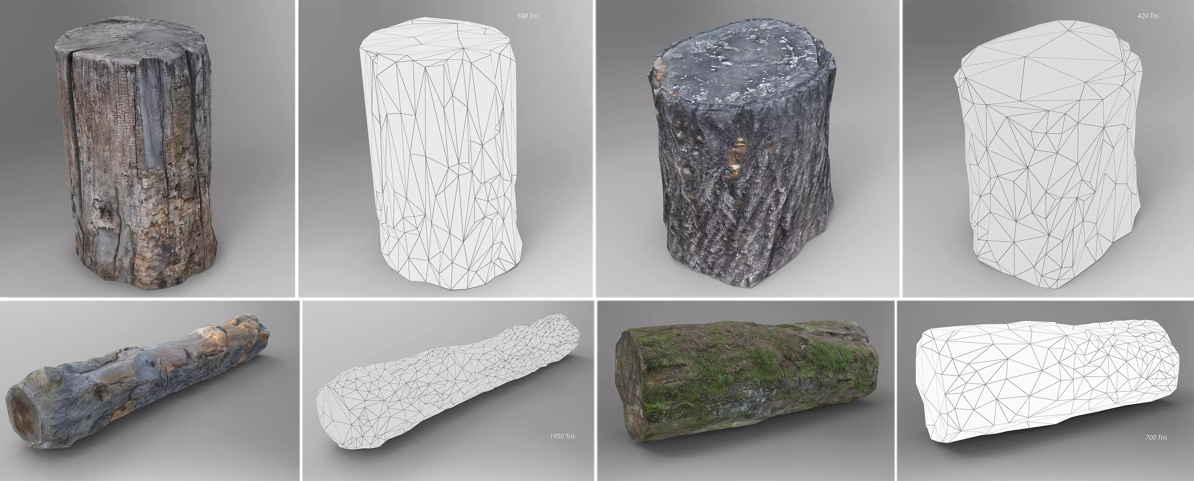 Tree Logs Low-poly 3D model_0
