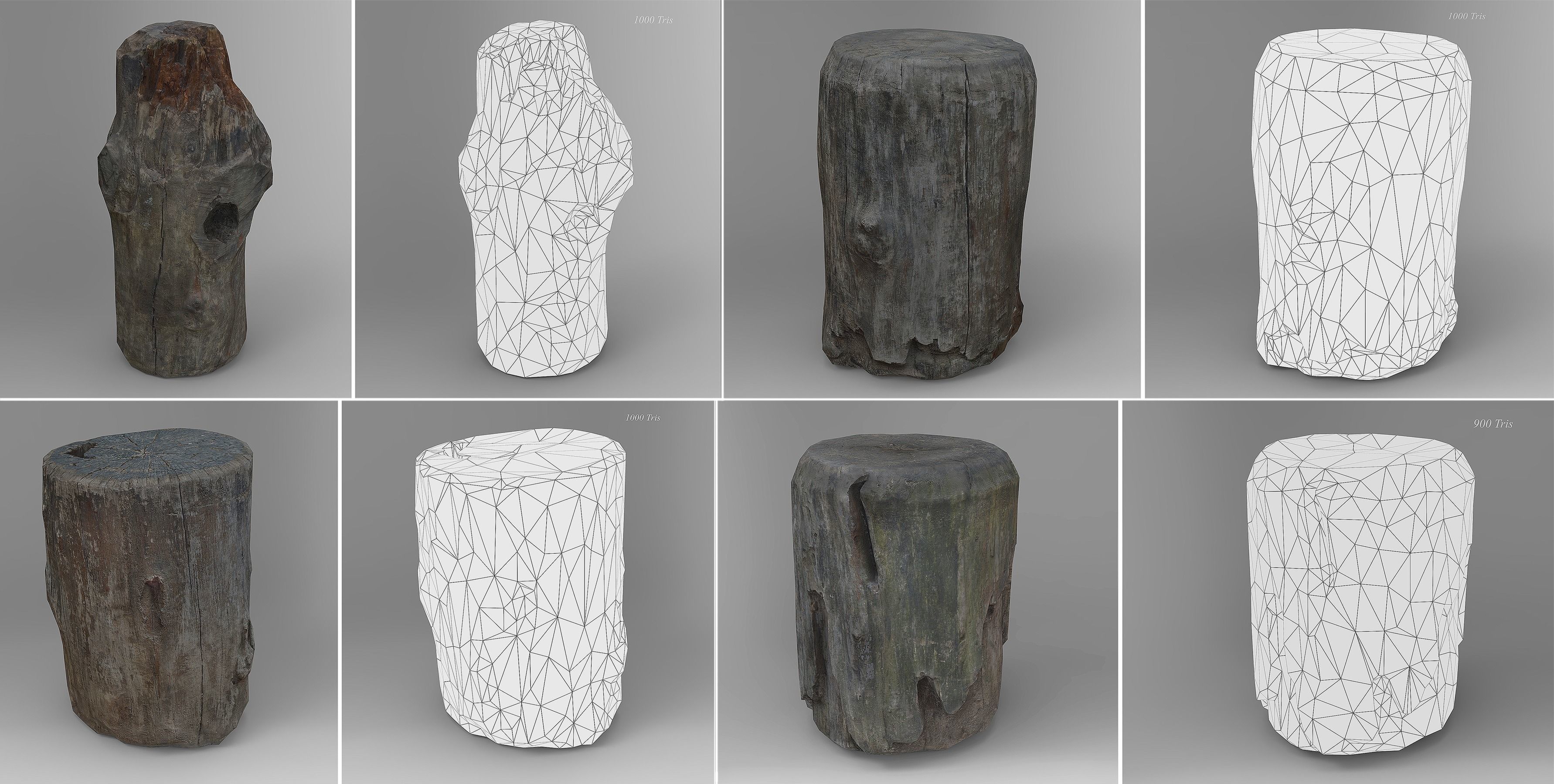 Tree Logs Low-poly 3D model_1