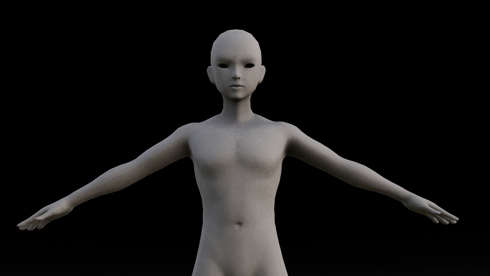 Female Body Base 3D Model Low-poly 3D model_2