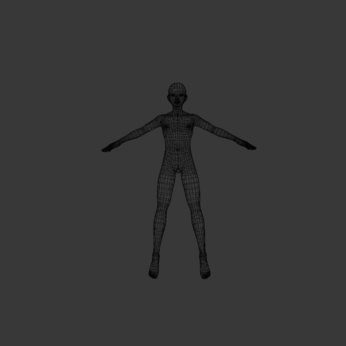 Female Body Base 3D Model Low-poly 3D model_4