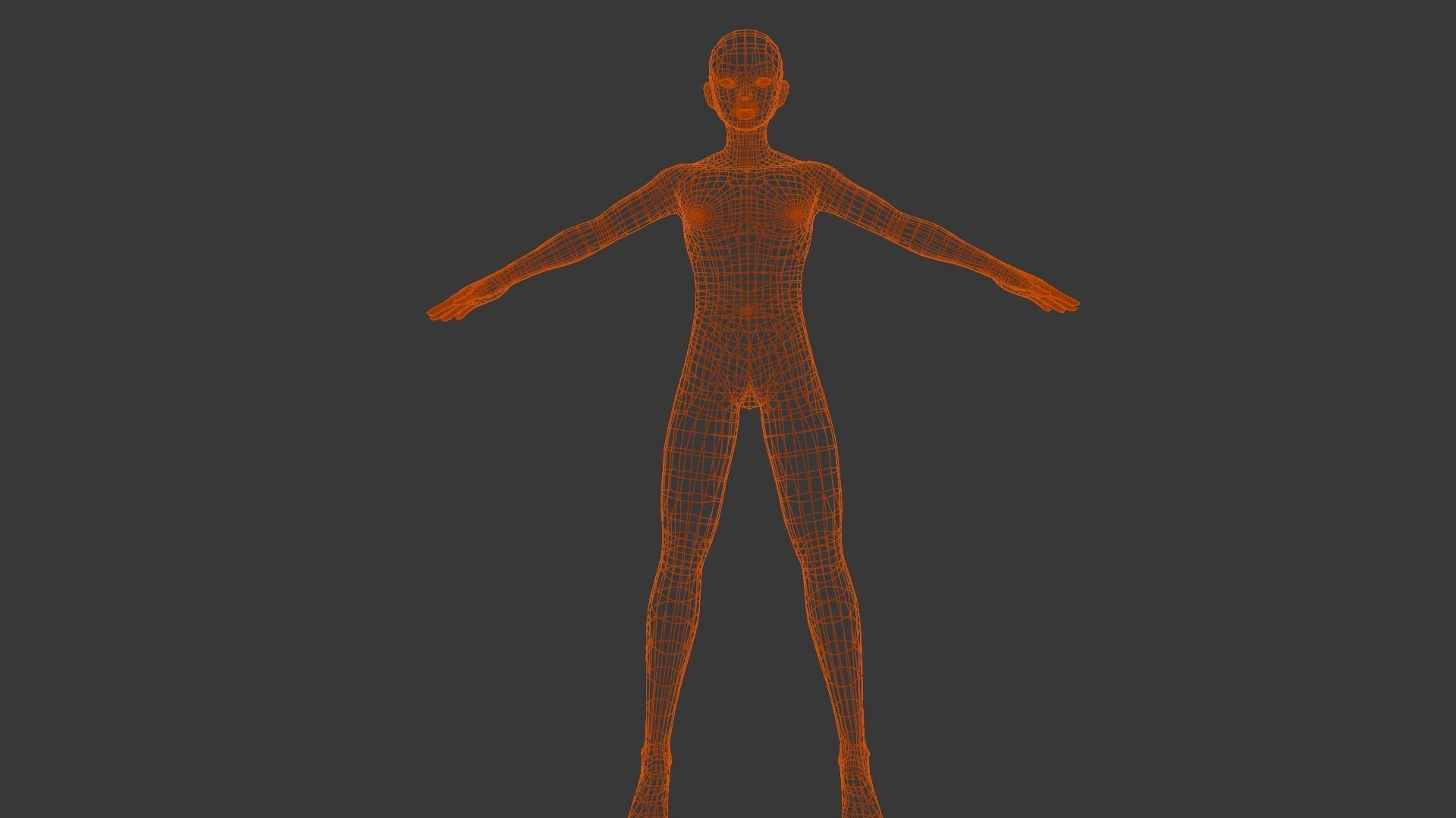 Female Body Base 3D Model Low-poly 3D model_8
