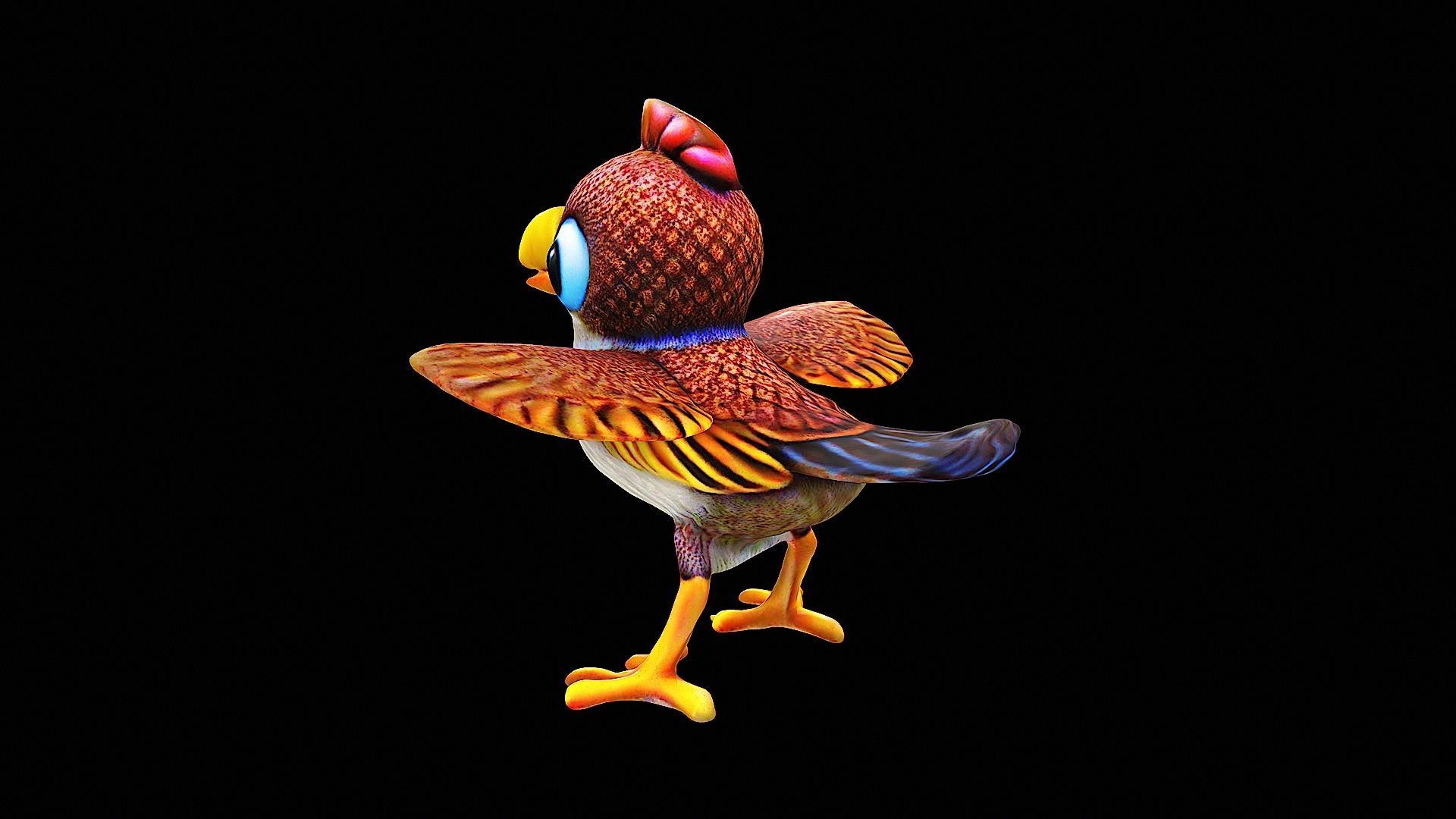 cartoon bird 3D model_4