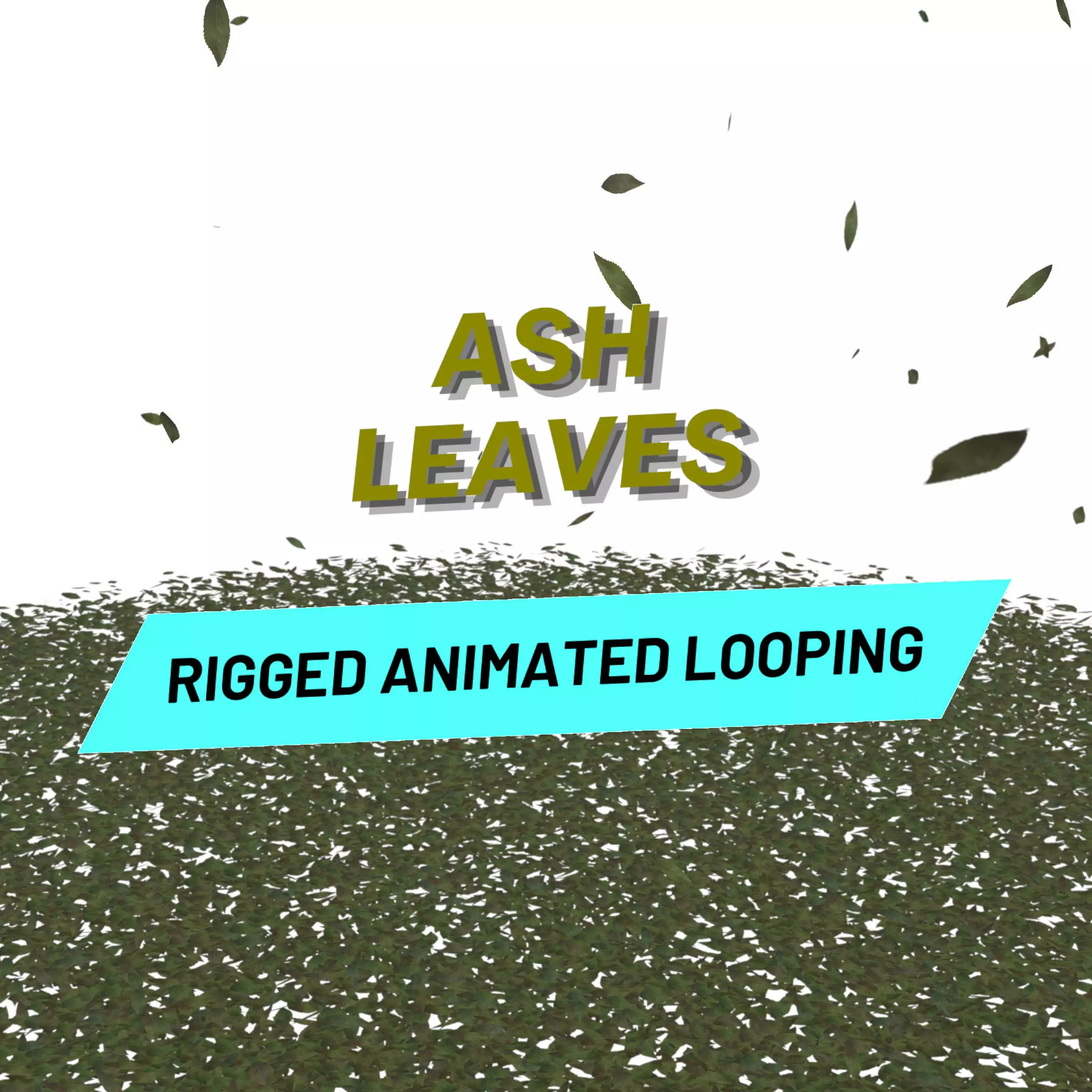 ash leaves falling looping rigged animated Low-poly 3D model Low-poly 3D model_0