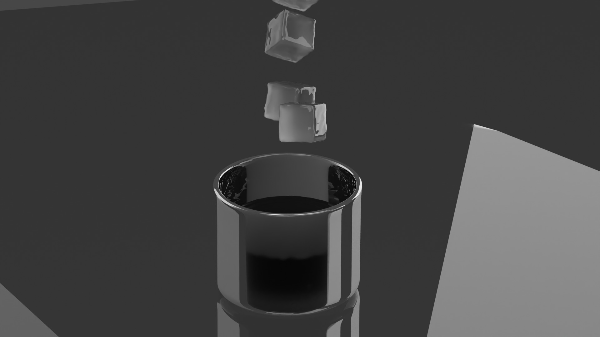 Ice Cube Dip In A Glass Low-poly 3D model_2