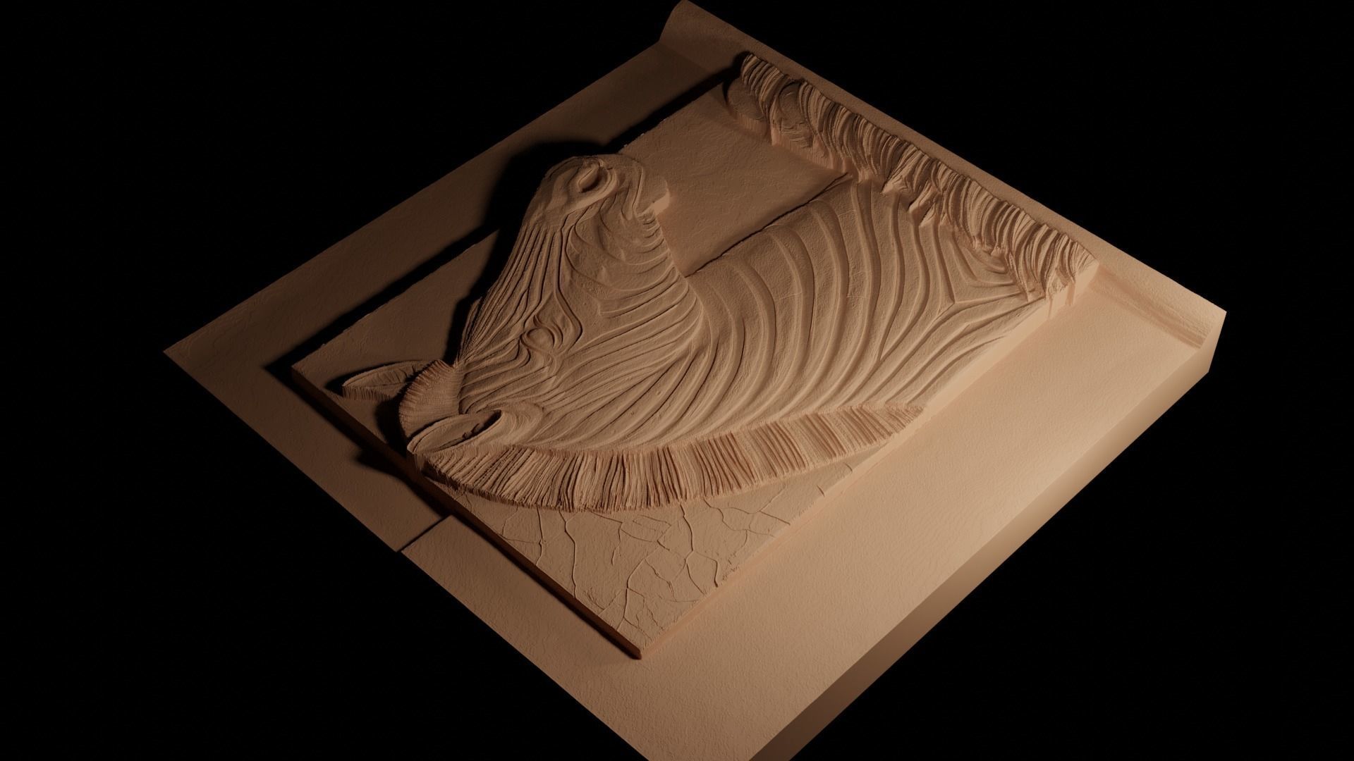 Quagga CNC 3d Print High Relief Sand Casting 3D print model_4