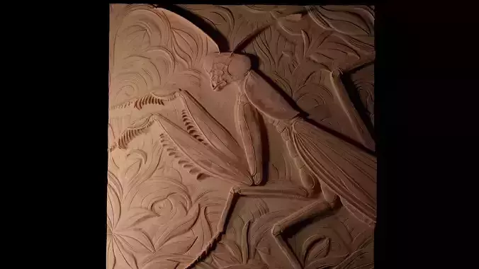 Praying Mantis CNC 3d Print High Relief Sand Casting 3D print model
