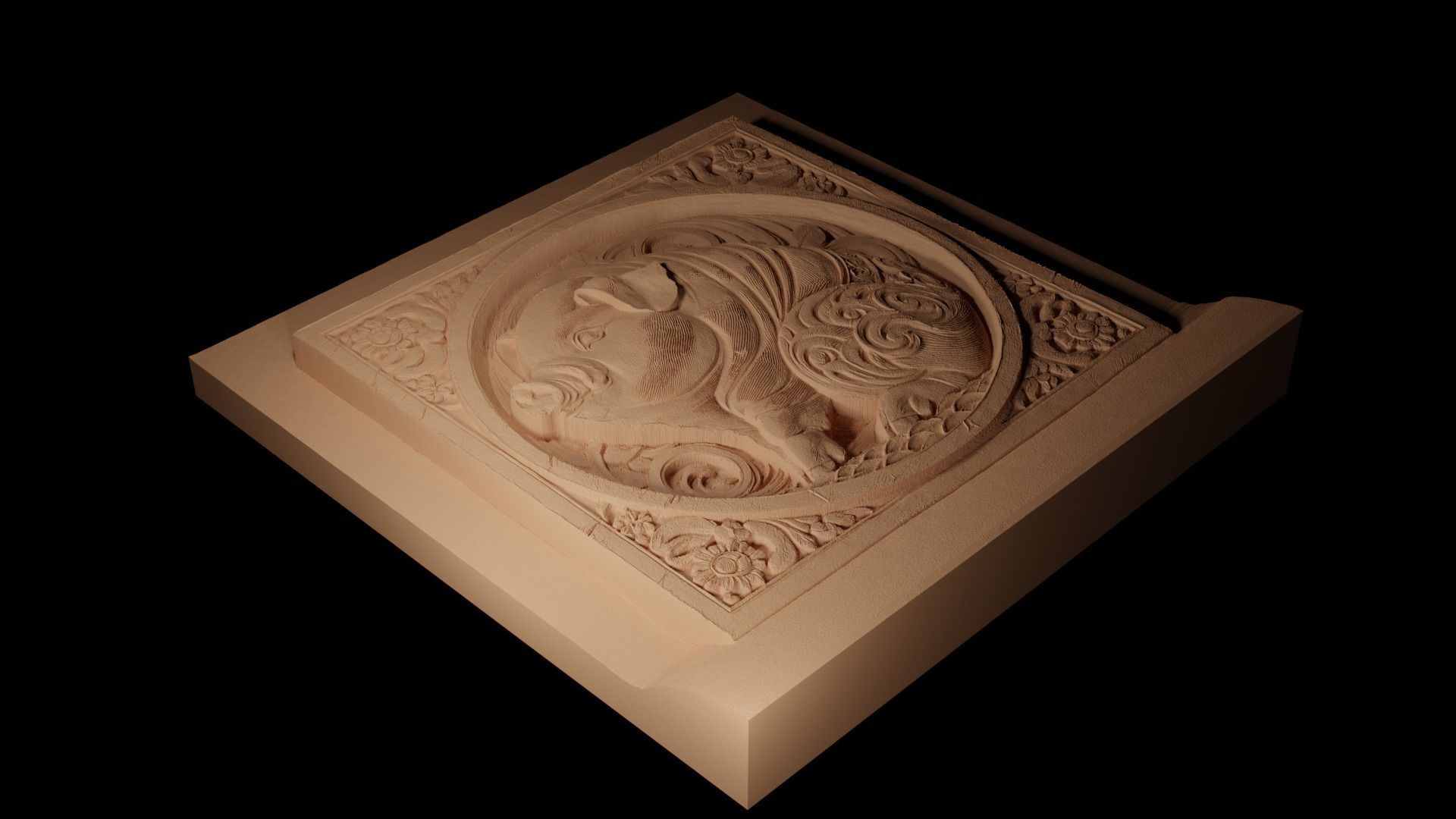 Pot-bellied Pig CNC 3d Print High Relief Sand Casting 3D print model_2