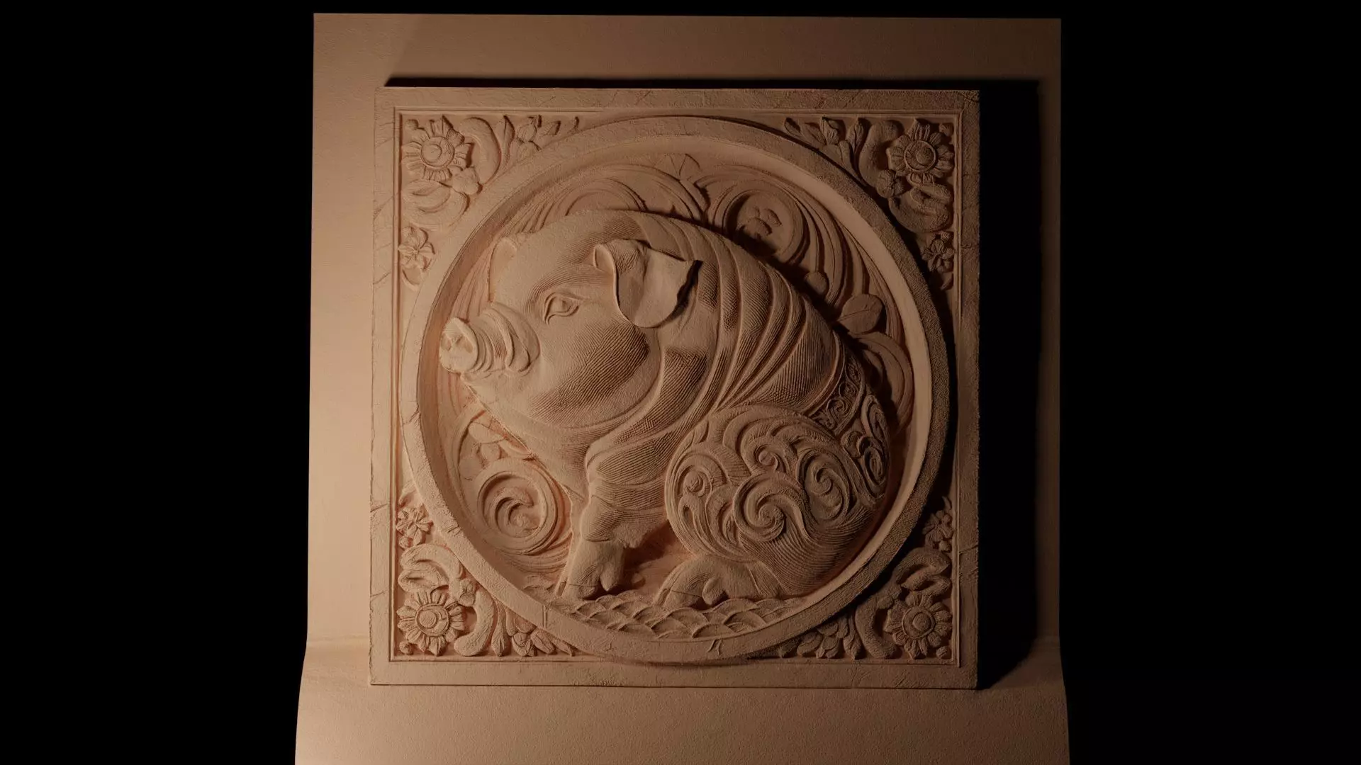 Pot-bellied Pig CNC 3d Print High Relief Sand Casting 3D print model_0