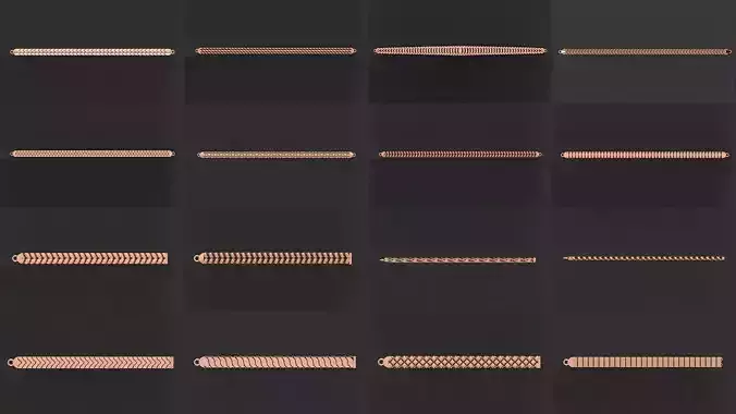 92 Gold Chain Bracelet 3D Model Collection