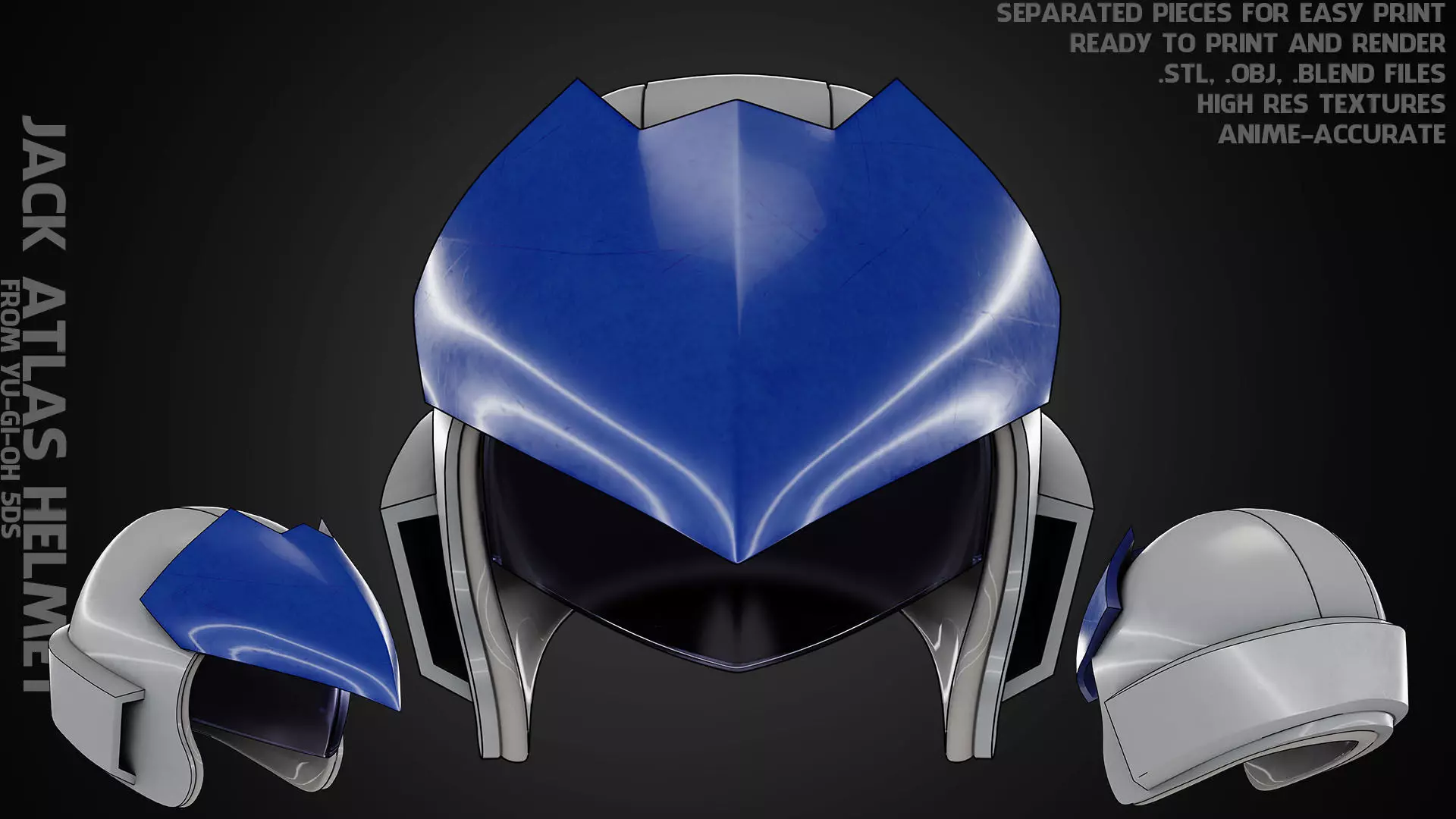 Yu-Gi-Oh 5ds Jack Atlas Duel Runner Helmet for Cosplay 3D print model_0