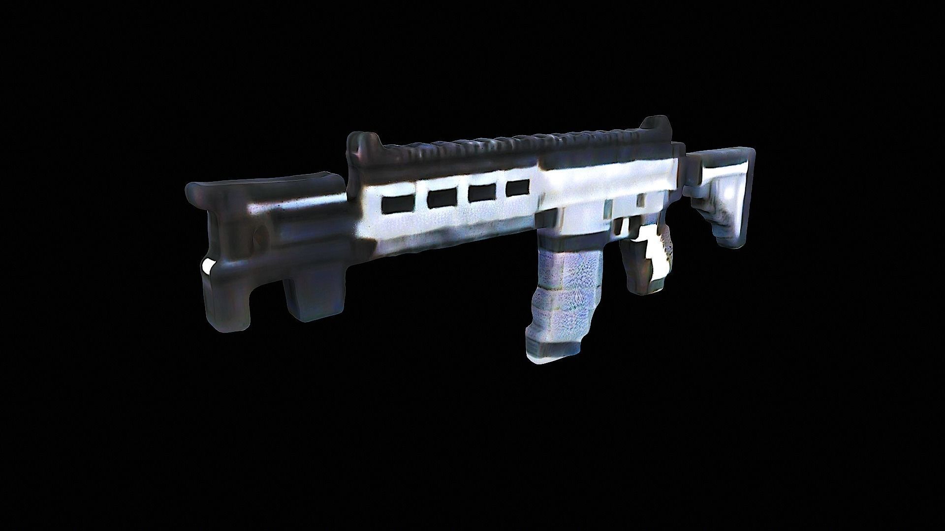 pixelated assault rifle 3D model_4