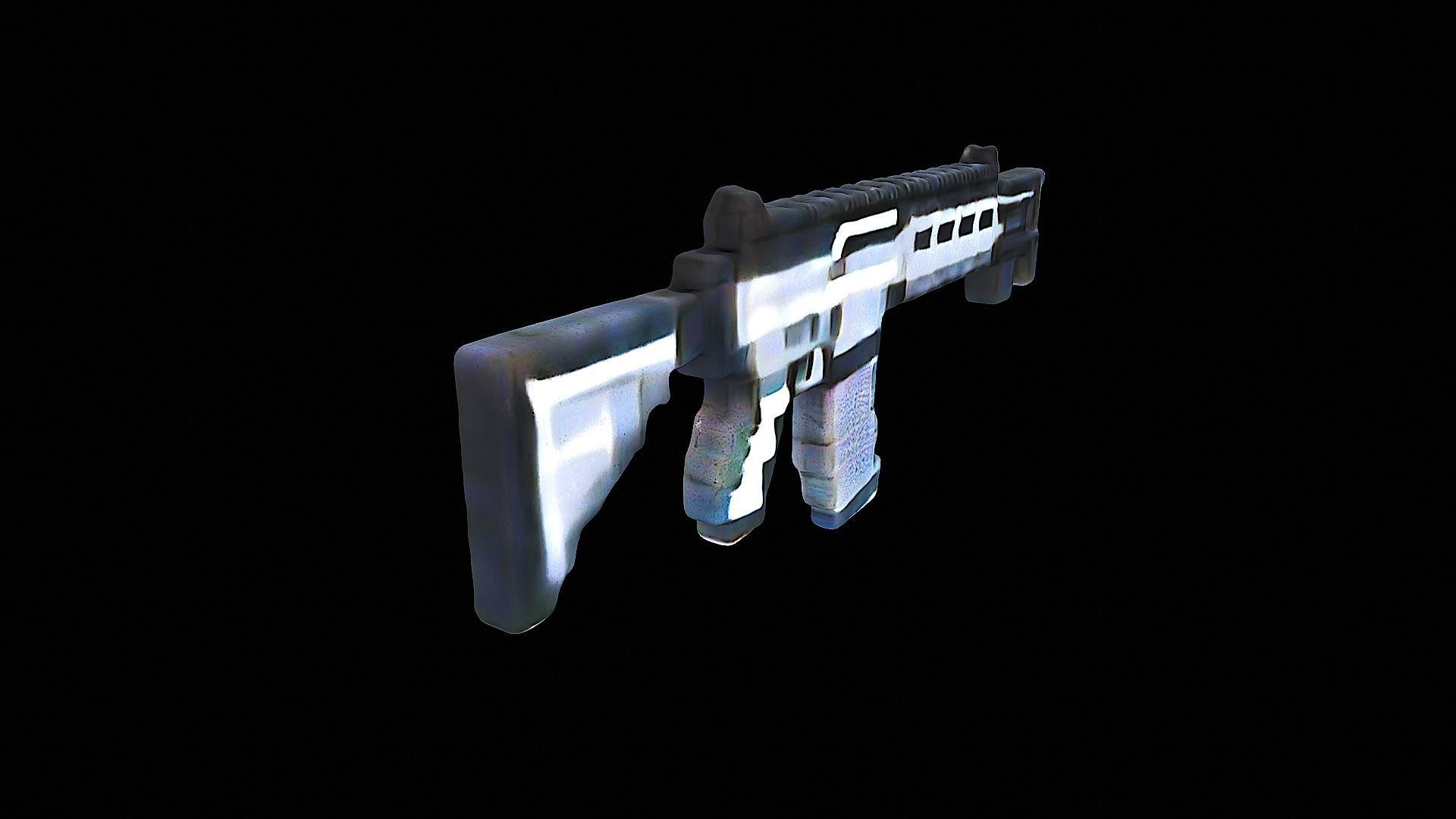 pixelated assault rifle 3D model_1