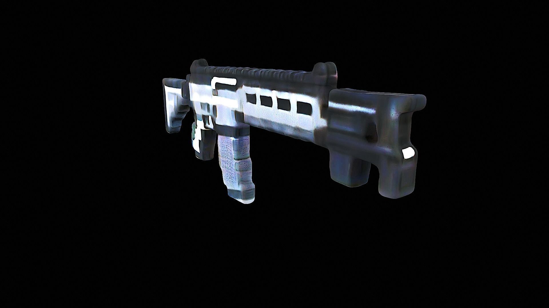 pixelated assault rifle 3D model_5