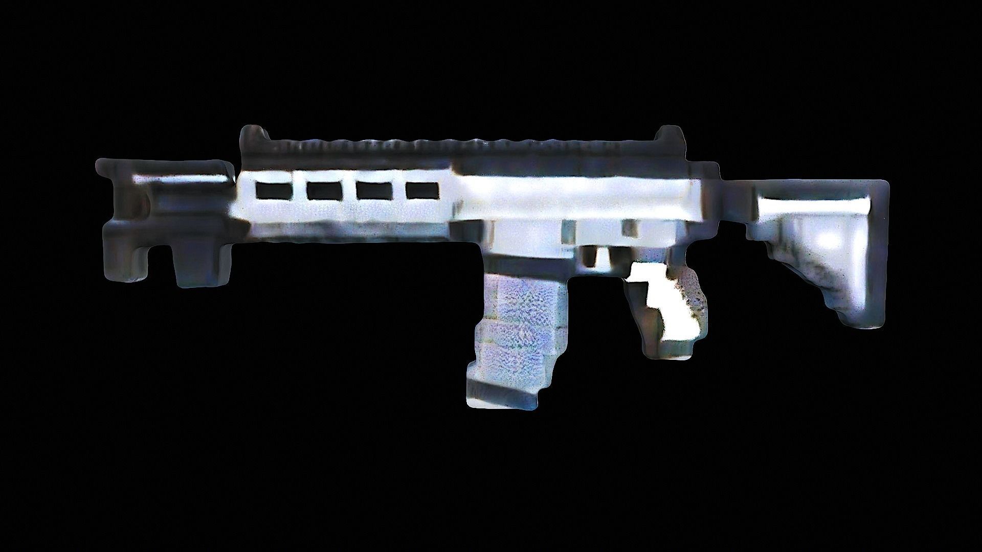 pixelated assault rifle 3D model_3