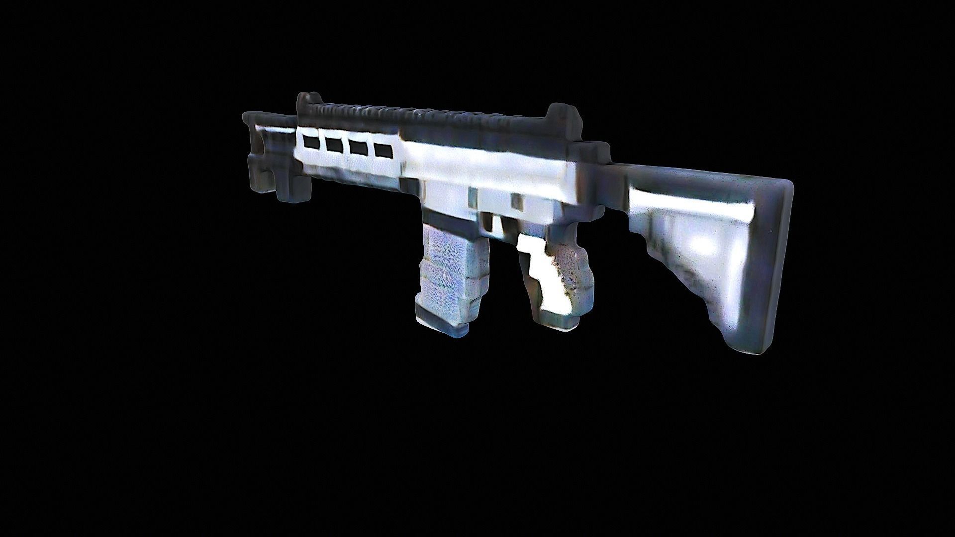 pixelated assault rifle 3D model_2