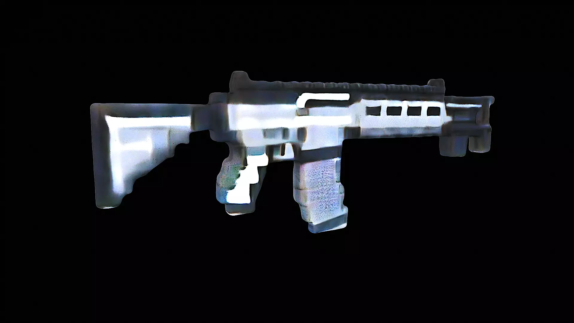 pixelated assault rifle 3D model_0