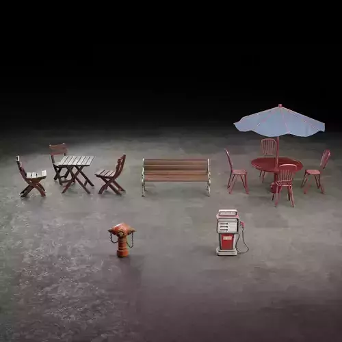 URBAN STREET KIT MODULAR ASSET Low-poly 3D model