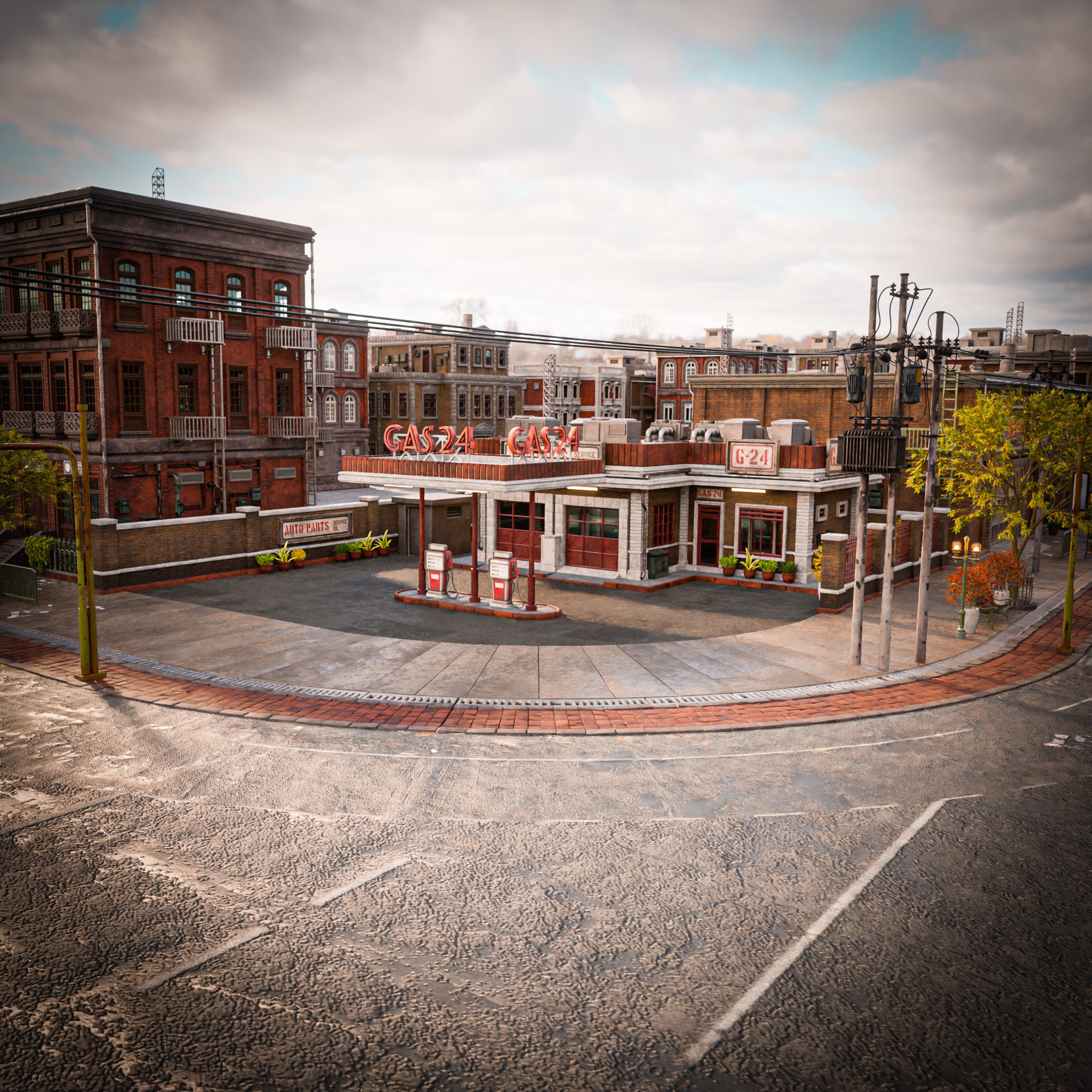 URBAN CITY SCENE WITH ALL THE ASSET 3D Model Collection_8