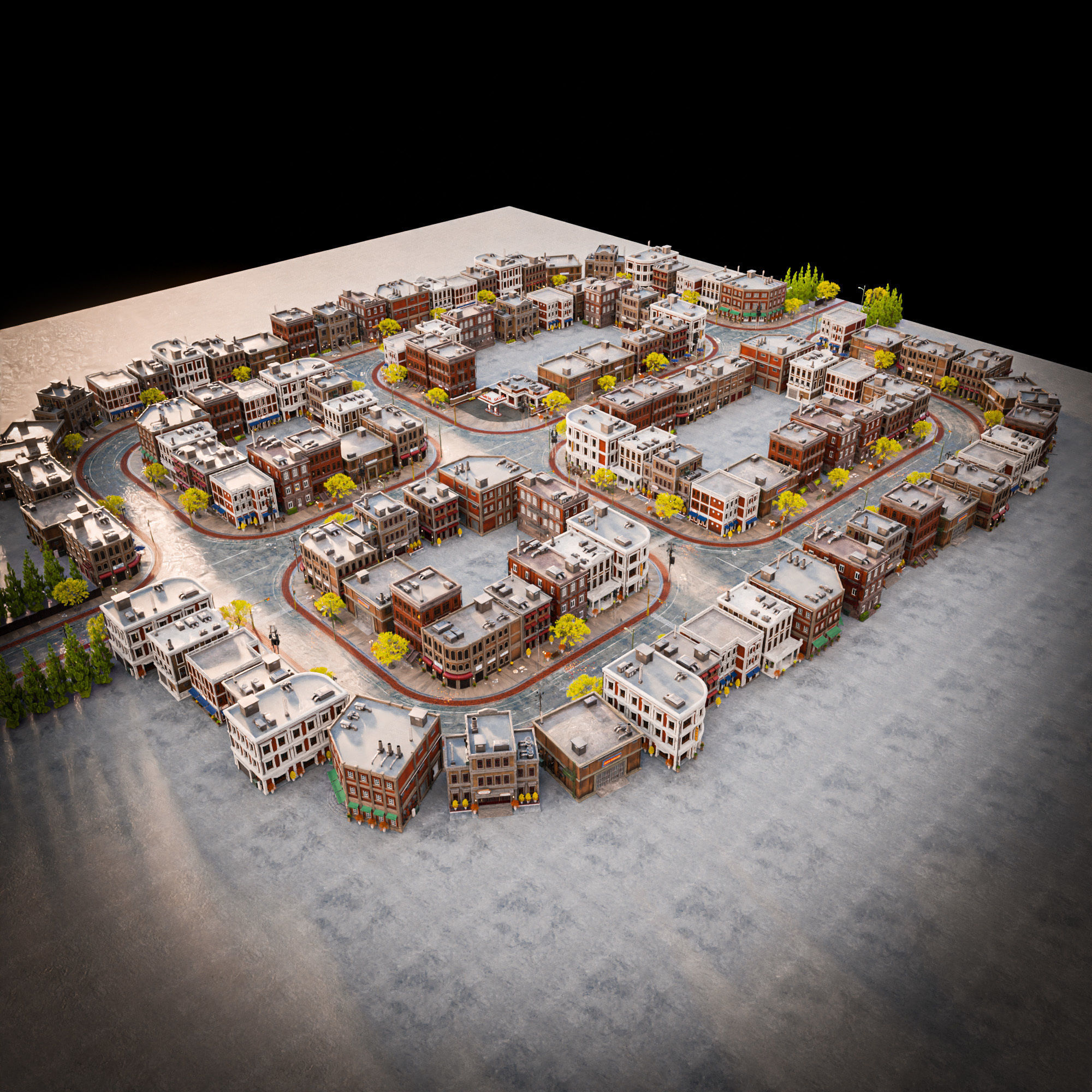 URBAN CITY SCENE WITH ALL THE ASSET 3D Model Collection_3