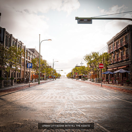 URBAN CITY SCENE WITH ALL THE ASSET 3D Model Pack 2