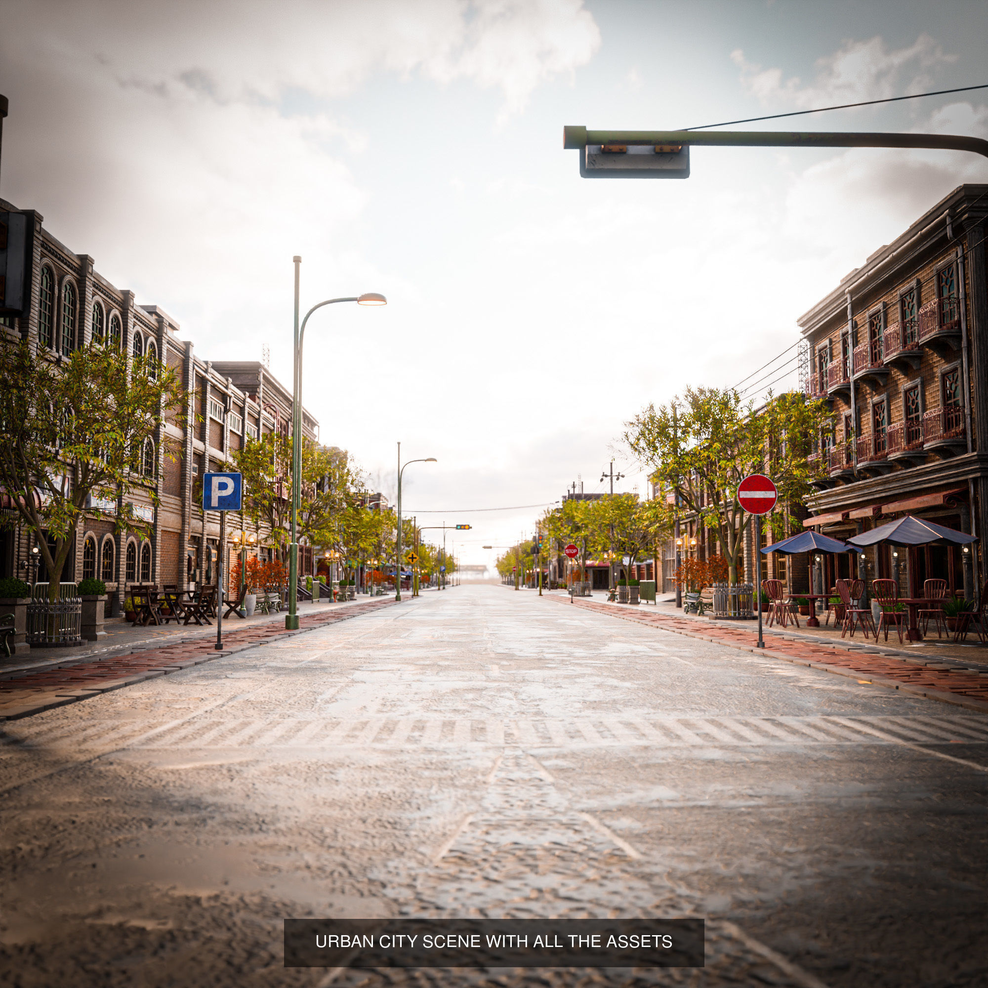 URBAN CITY SCENE WITH ALL THE ASSET 3D Model Collection_2