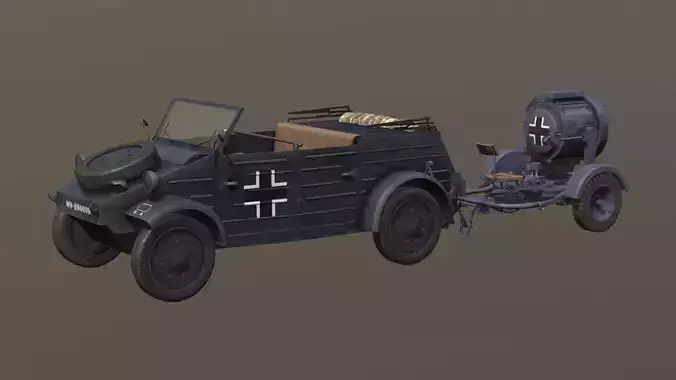 Flak-Sw 36 - Flakscheinwerfer with Kubelwagen 3D model