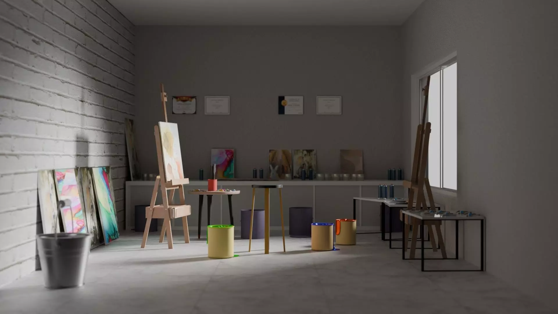 Artist Room Blender Eevee and Cycles 3D model Low-poly 3D model