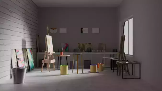 Artist Room Blender Eevee and Cycles 3D model