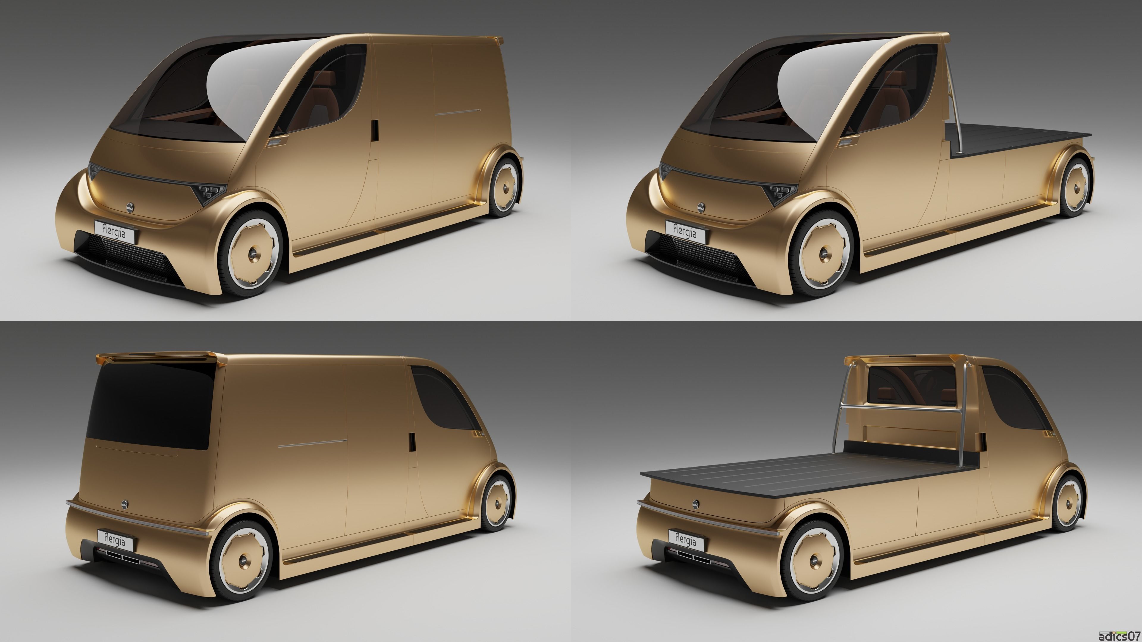 Aergia CargoVan and Aergia FlatBed original utility vehicles 3D model_26
