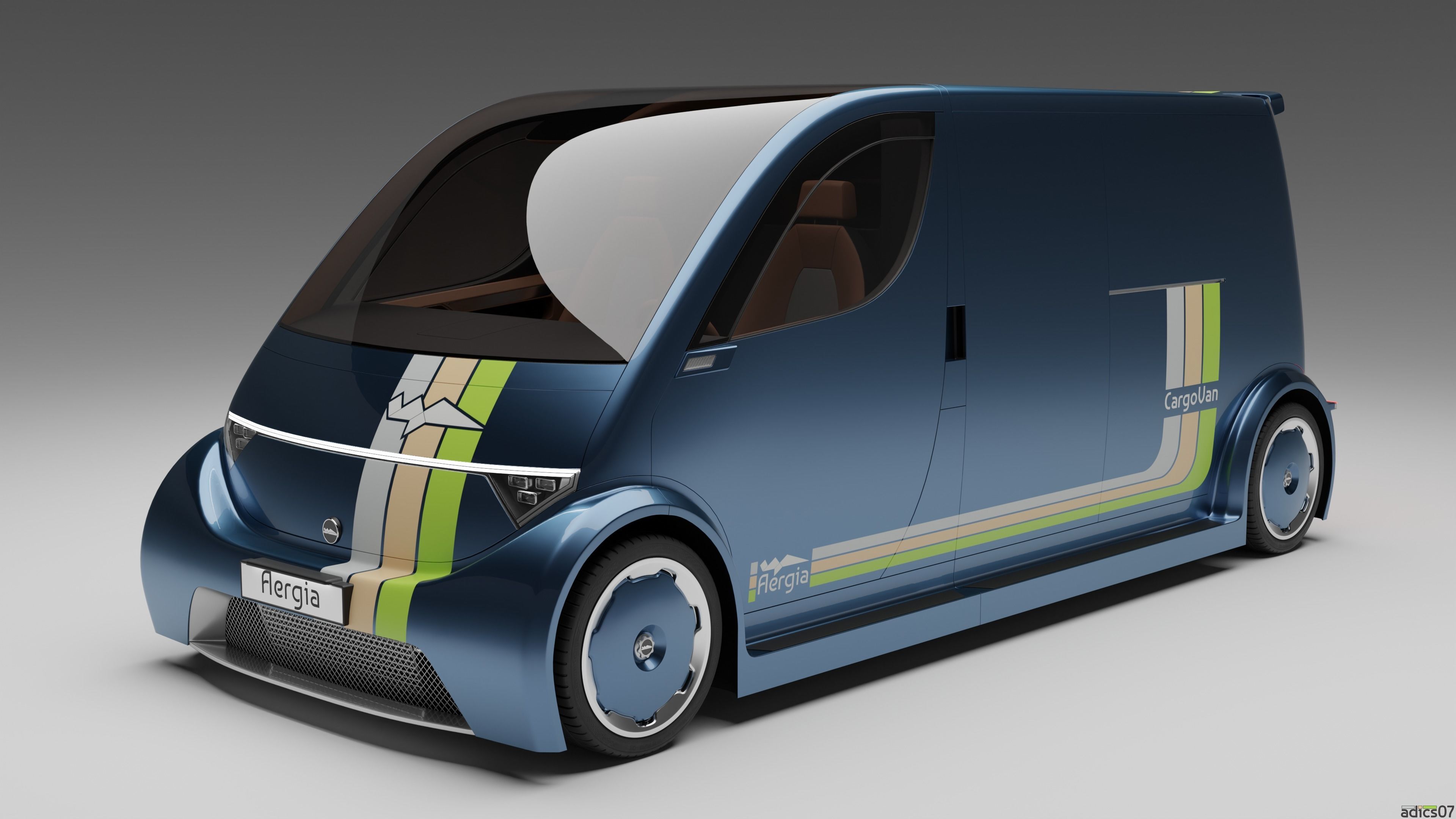 Aergia CargoVan and Aergia FlatBed original utility vehicles 3D model_5