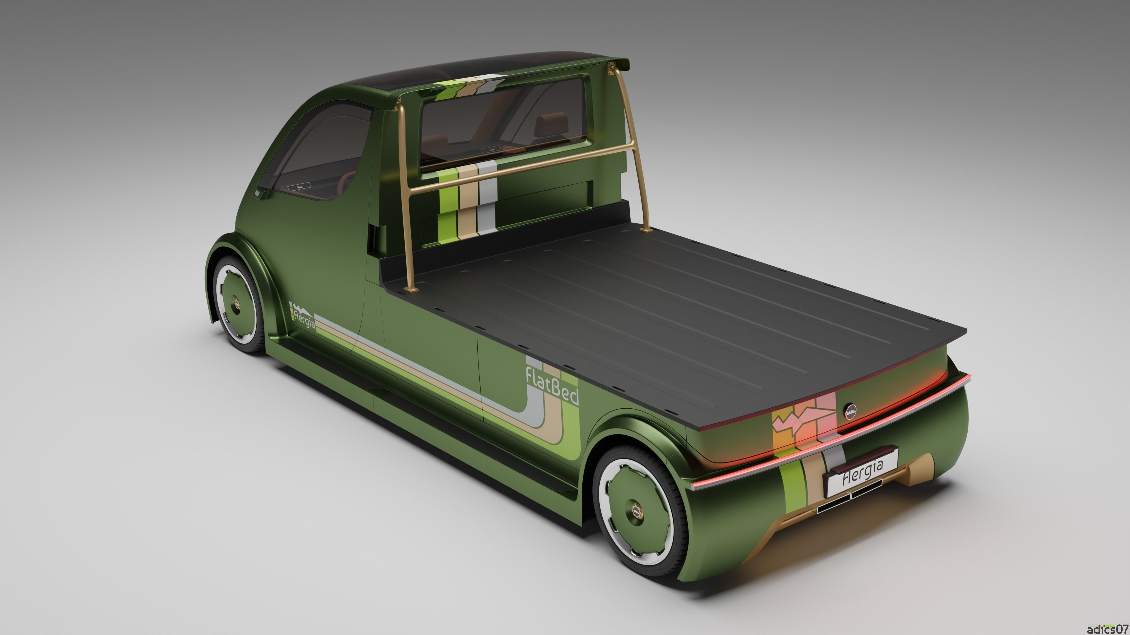 Aergia CargoVan and Aergia FlatBed original utility vehicles 3D model_16