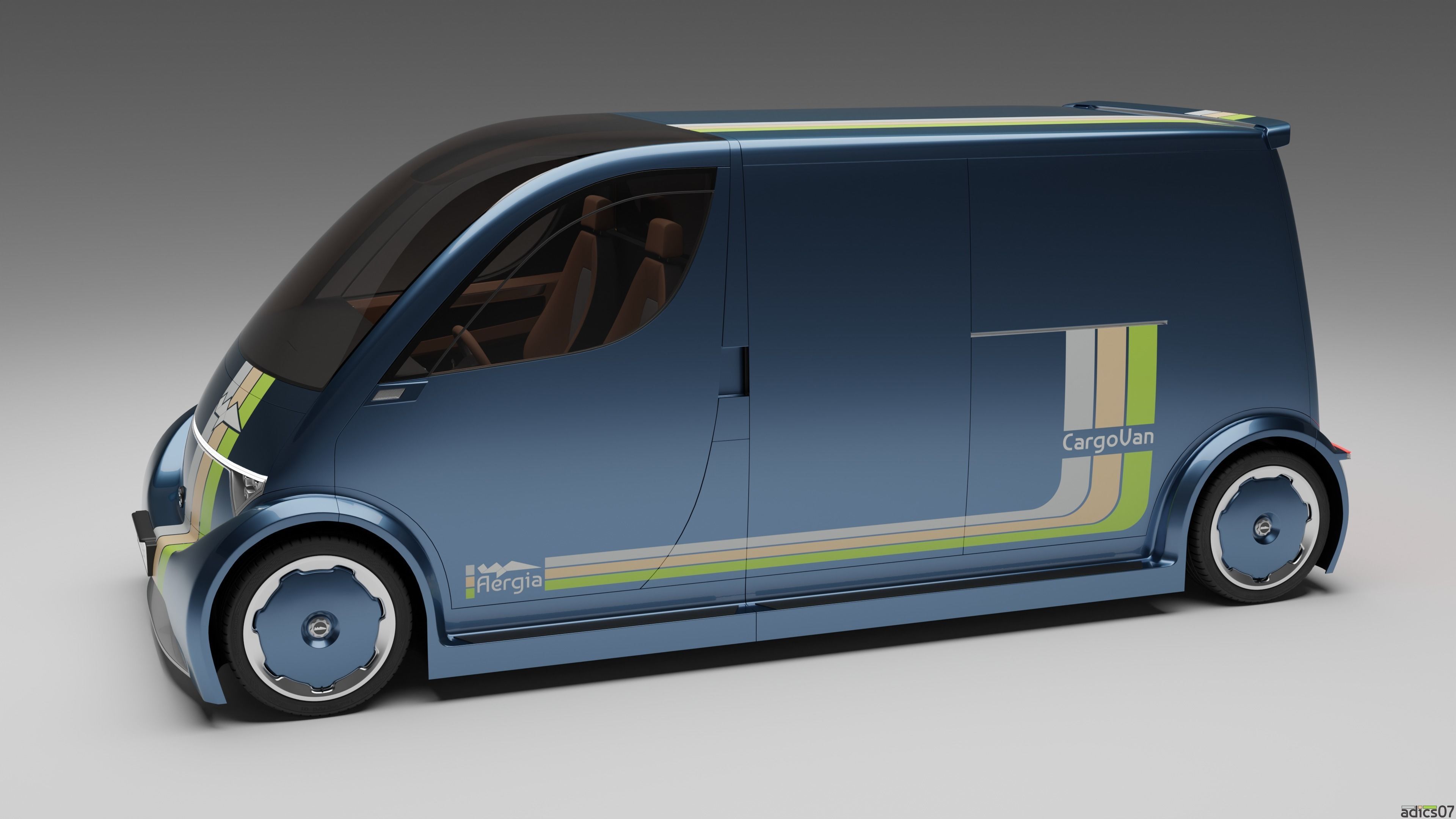 Aergia CargoVan and Aergia FlatBed original utility vehicles 3D model_9