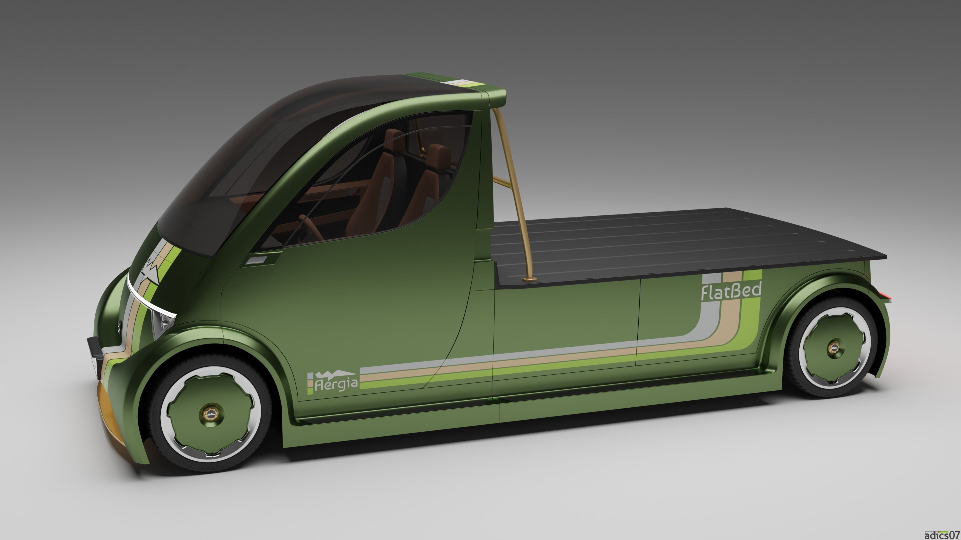 Aergia CargoVan and Aergia FlatBed original utility vehicles 3D model_17