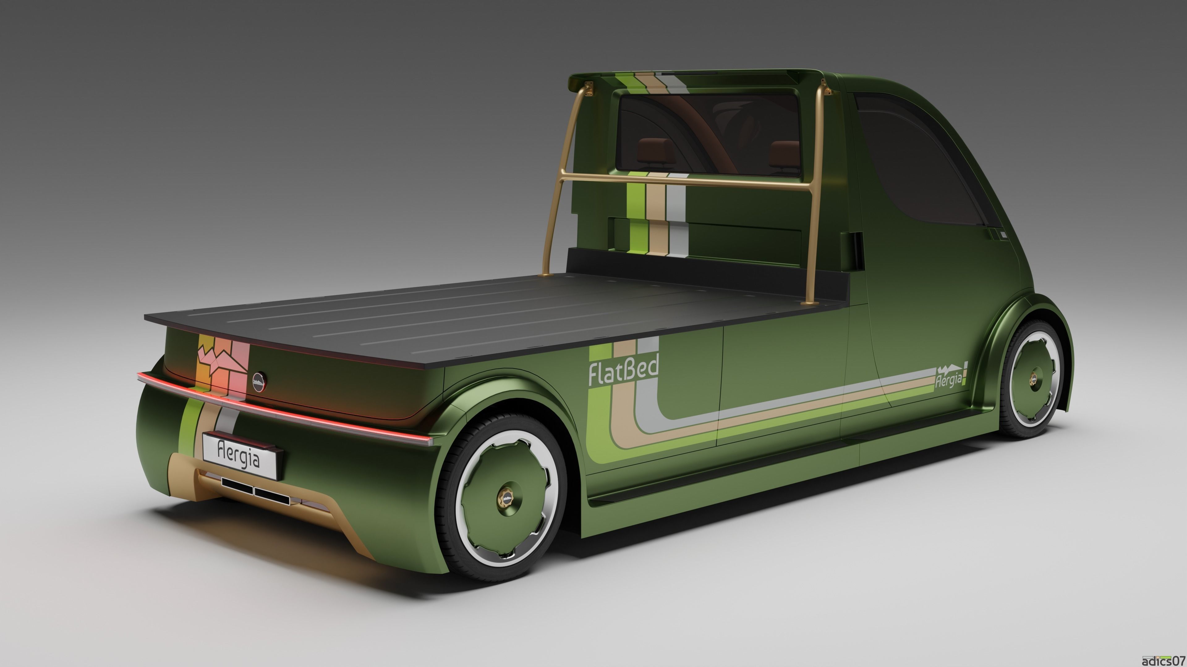 Aergia CargoVan and Aergia FlatBed original utility vehicles 3D model_14