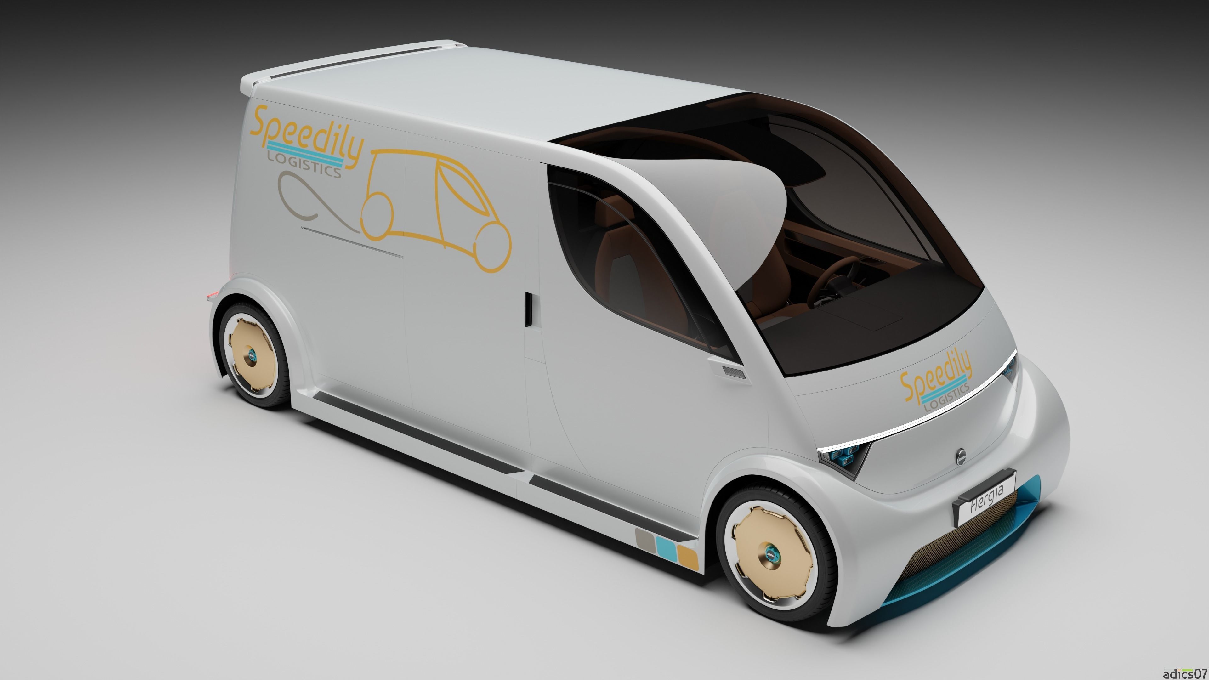 Aergia CargoVan and Aergia FlatBed original utility vehicles 3D model_25