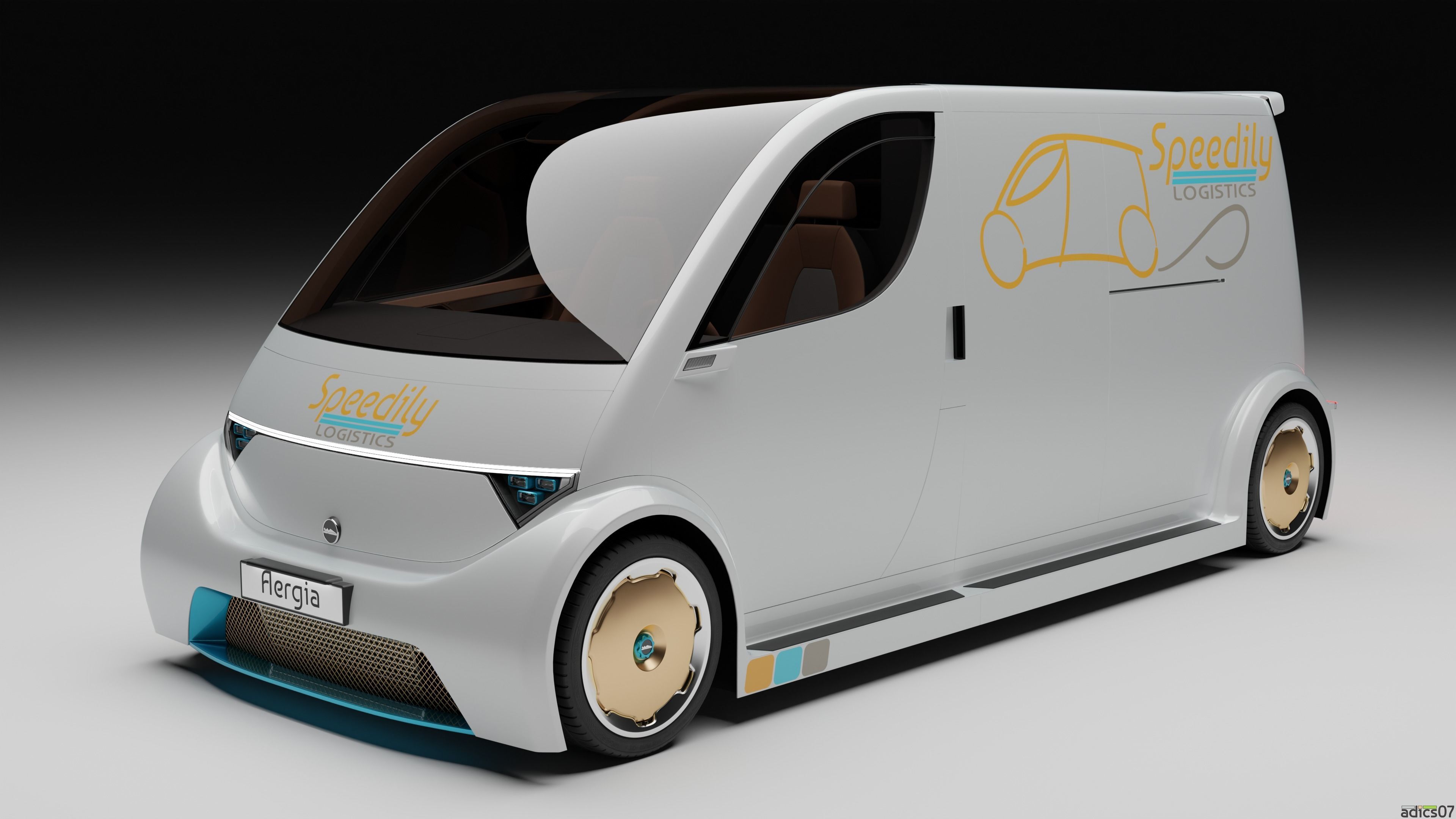 Aergia CargoVan and Aergia FlatBed original utility vehicles 3D model_23