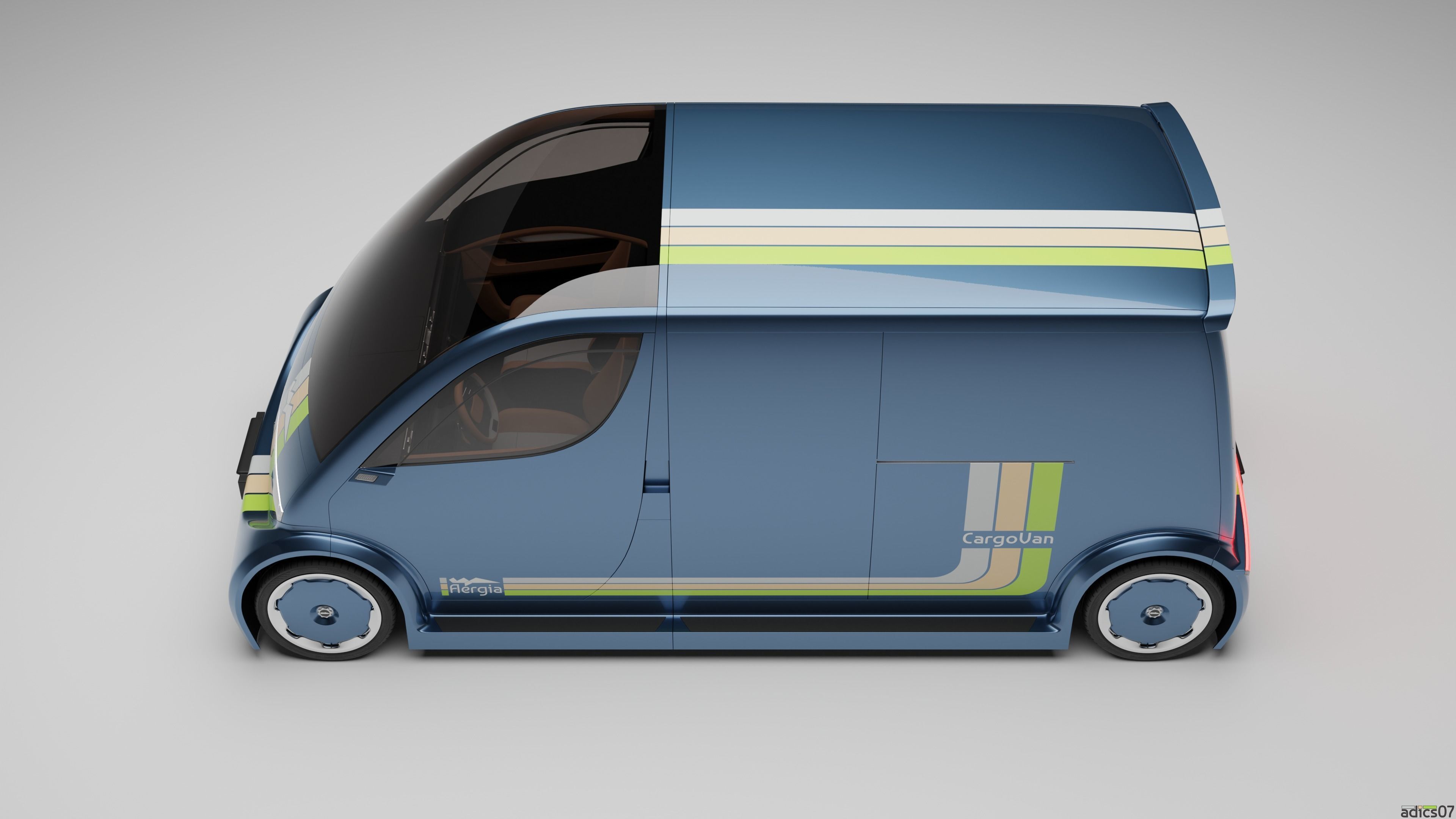 Aergia CargoVan and Aergia FlatBed original utility vehicles 3D model_10