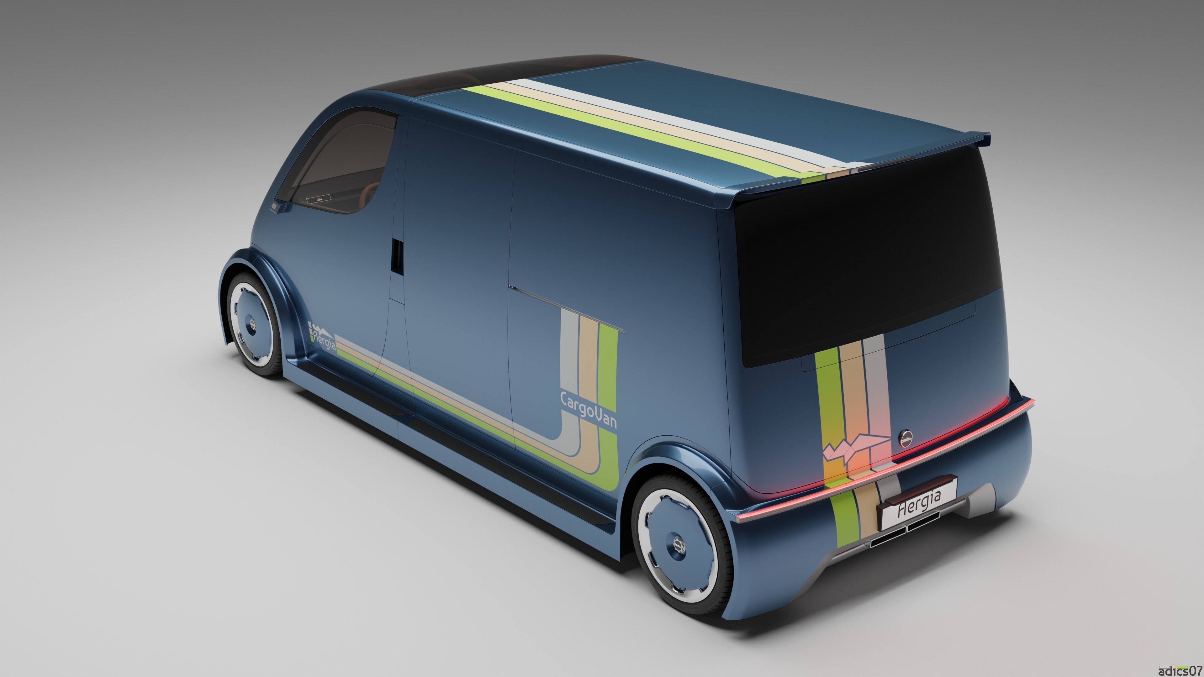 Aergia CargoVan and Aergia FlatBed original utility vehicles 3D model_8