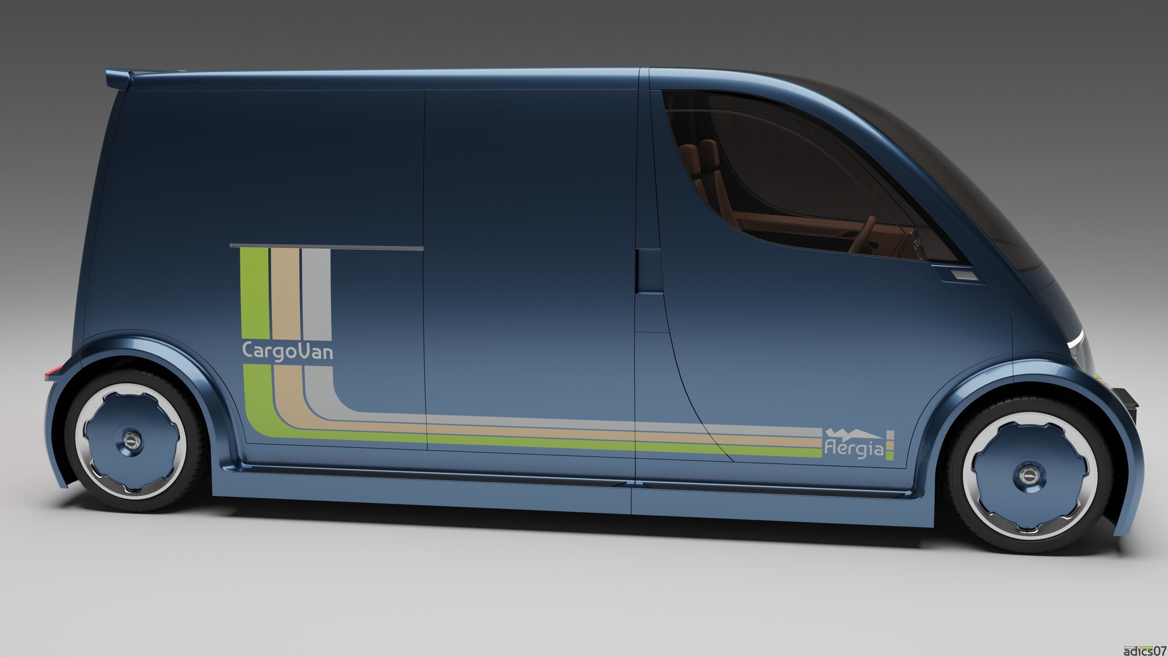 Aergia CargoVan and Aergia FlatBed original utility vehicles 3D model_11