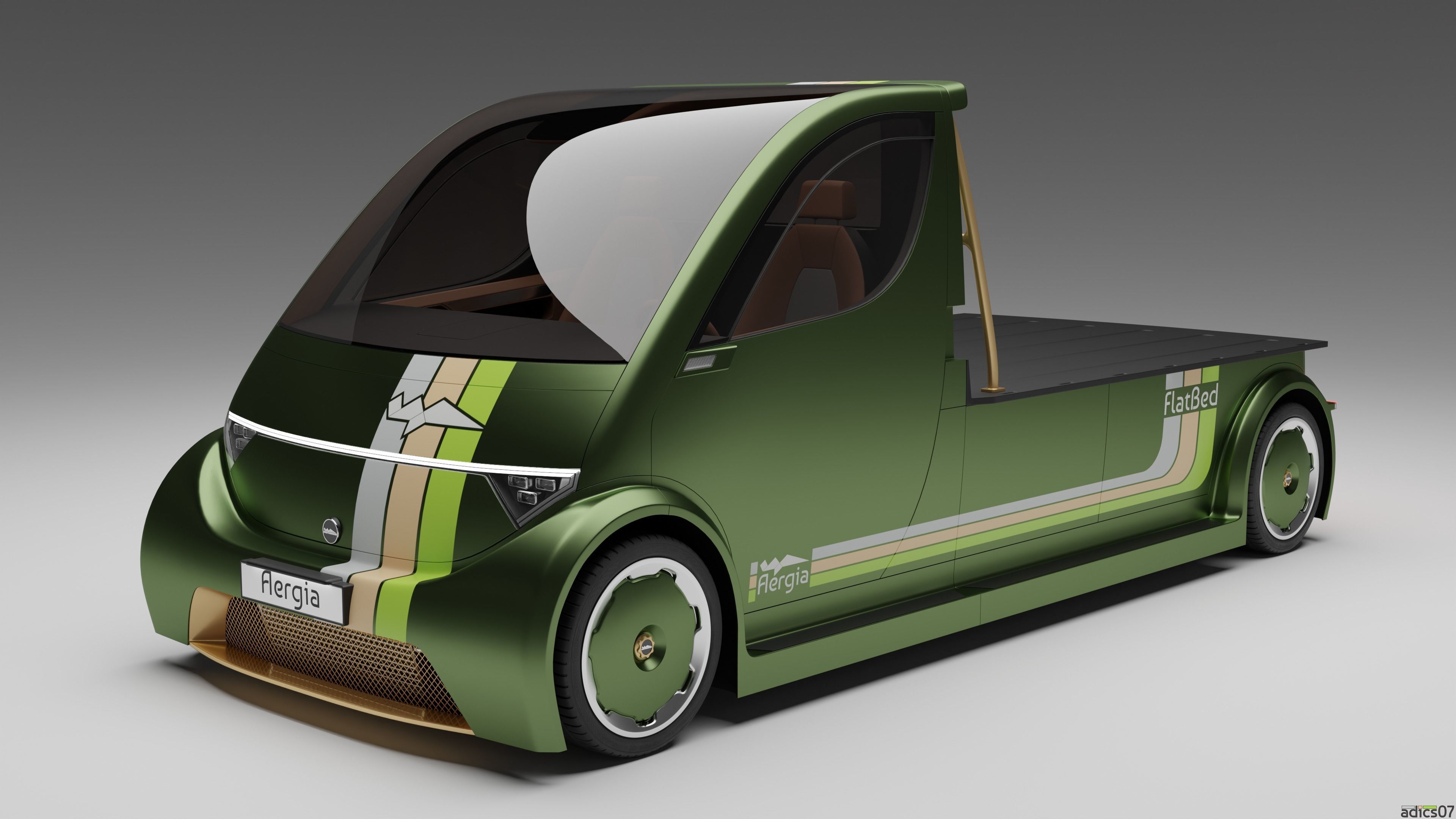 Aergia CargoVan and Aergia FlatBed original utility vehicles 3D model_13