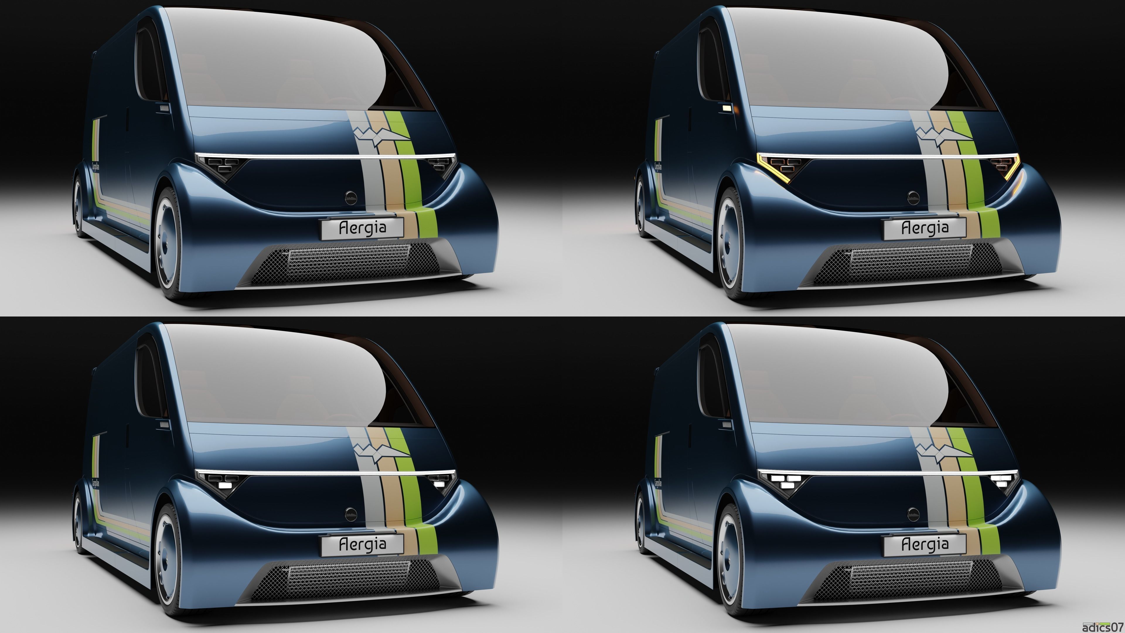 Aergia CargoVan and Aergia FlatBed original utility vehicles 3D model_31