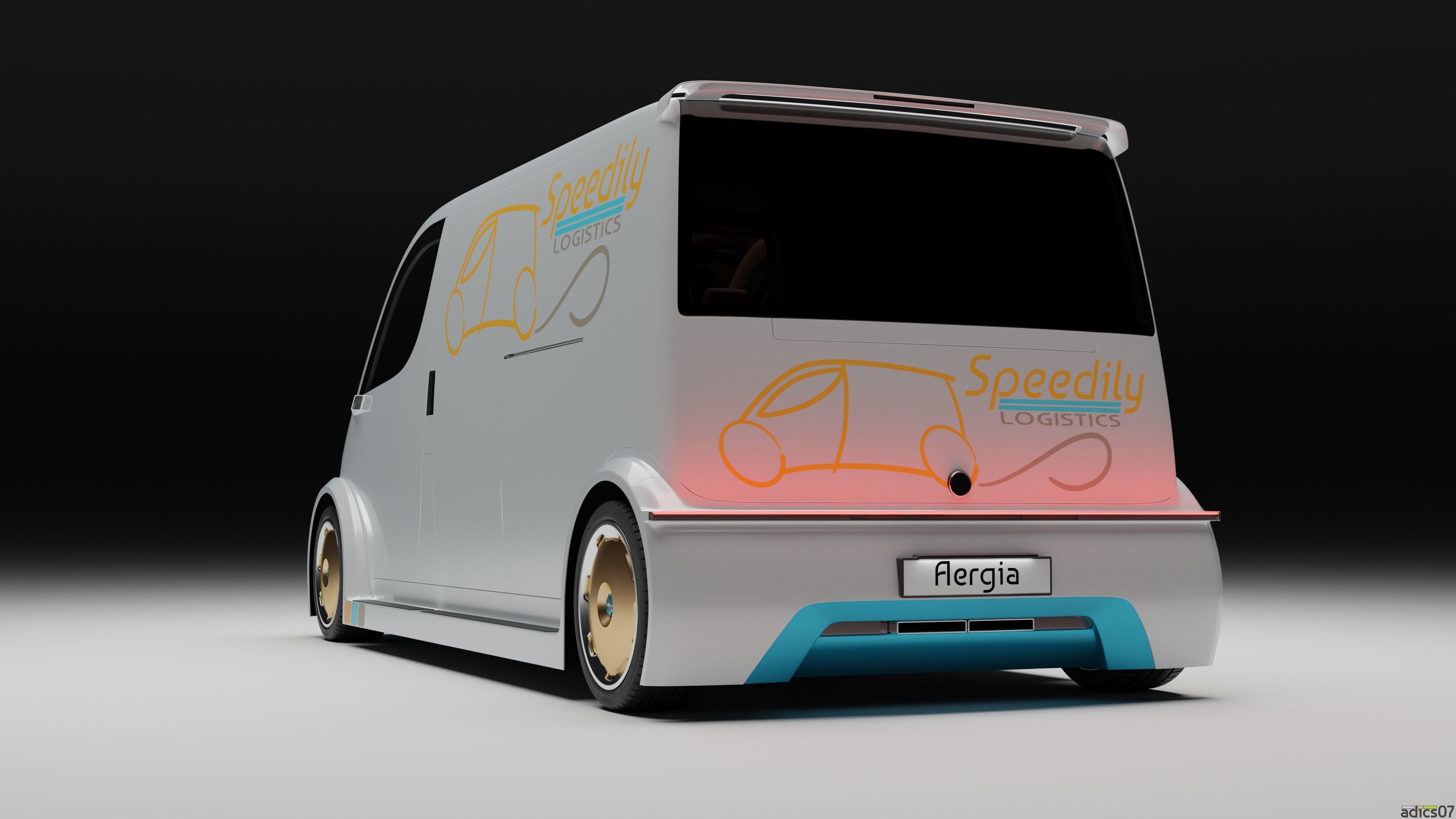 Aergia CargoVan and Aergia FlatBed original utility vehicles 3D model_22